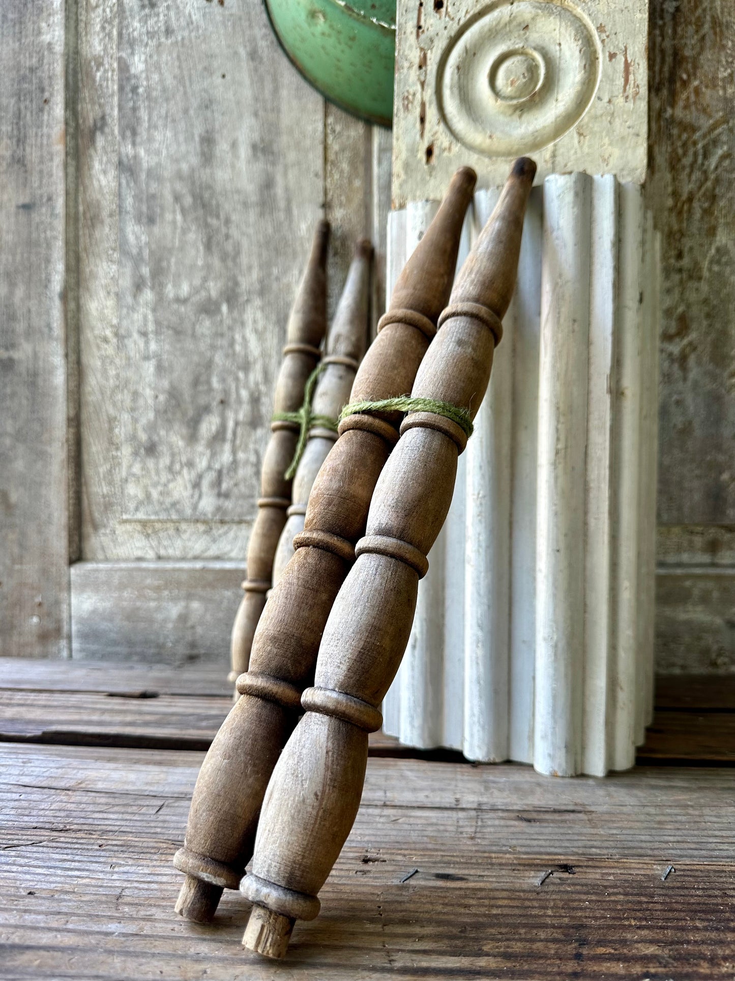 Weathered Wood Salvage Spindles Set Of Two