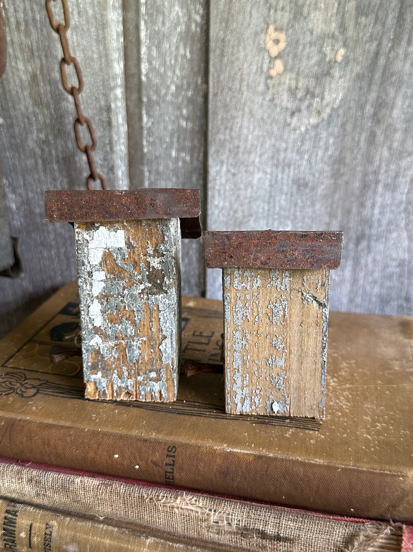 Bitty Birdhouses Set Of Two Handmade (Decor Only)