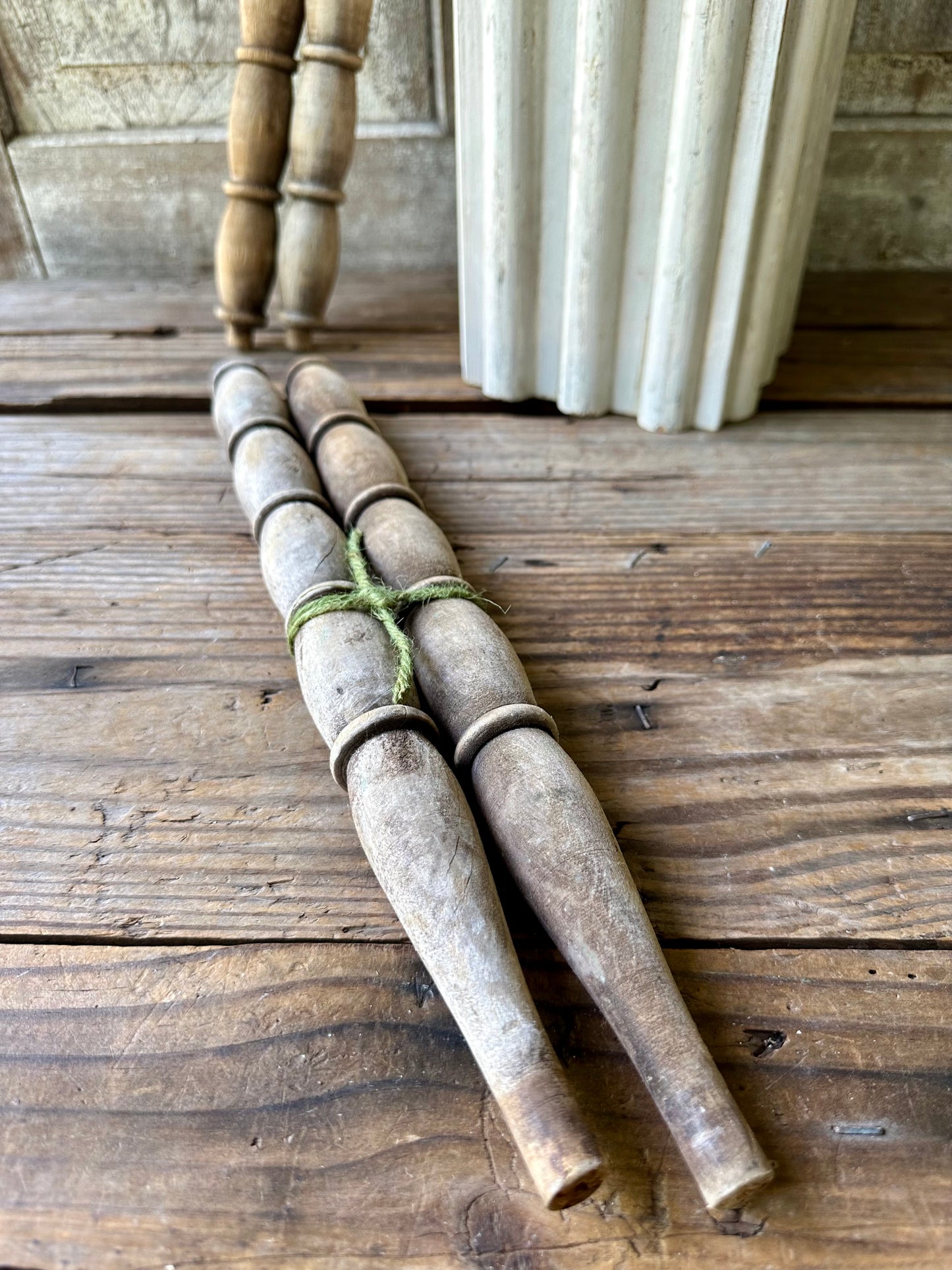 Weathered Wood Salvage Spindles Set Of Two