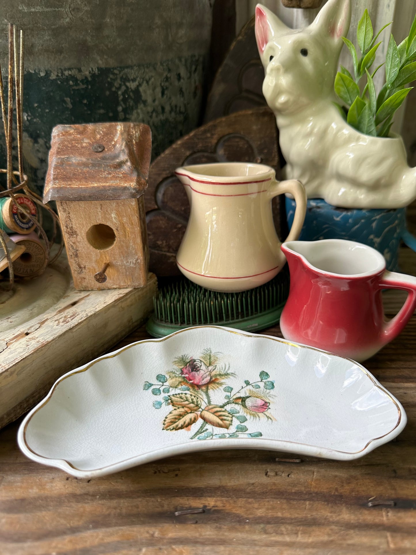 Ironstone Rose Pattern Alfred Meakin Kidney Shape Dish