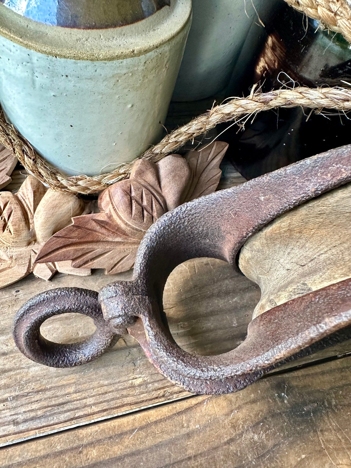 Pulley Wood & Rusty Metal