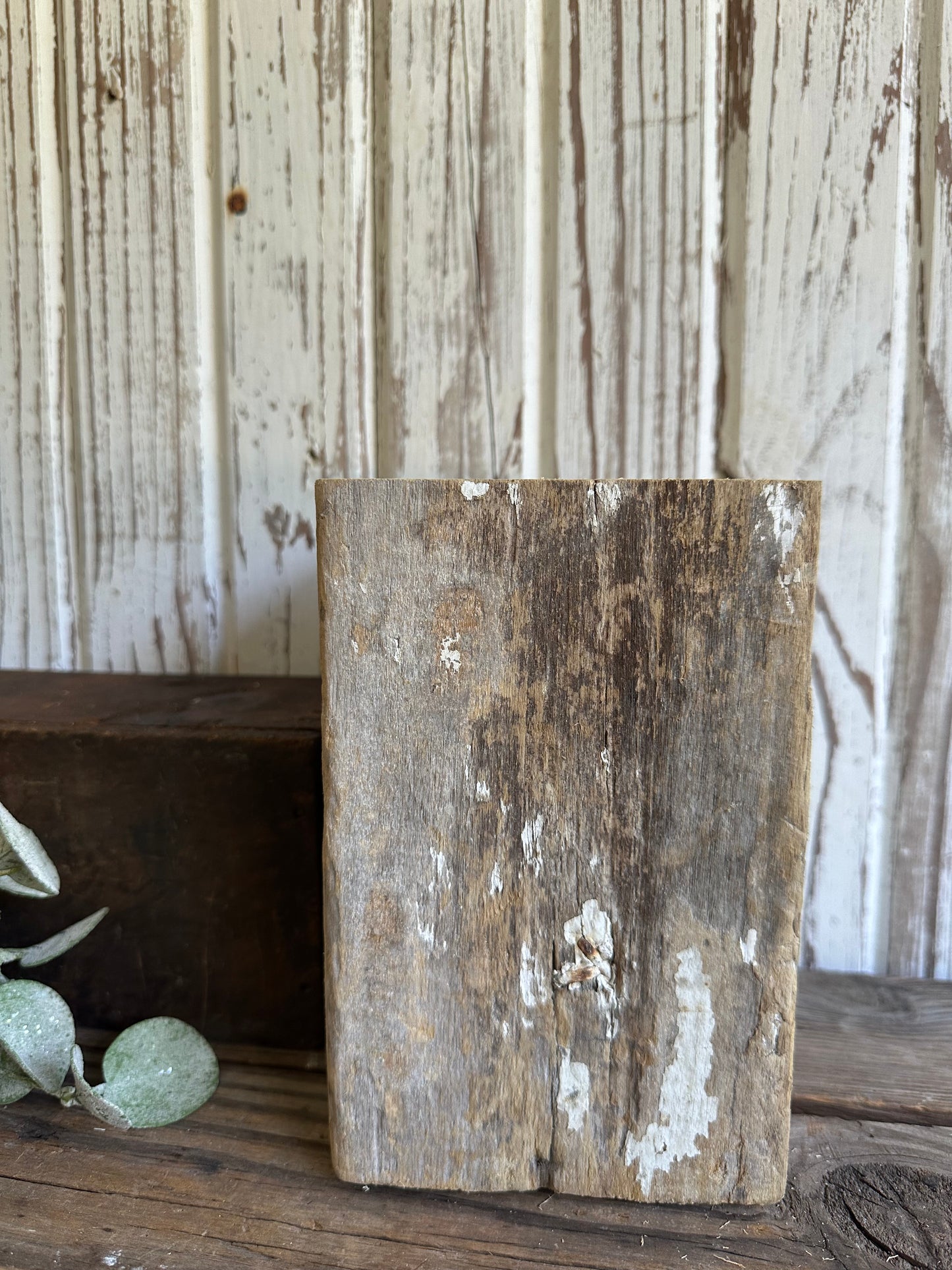 Salvage Wood Post Piece Chippy White