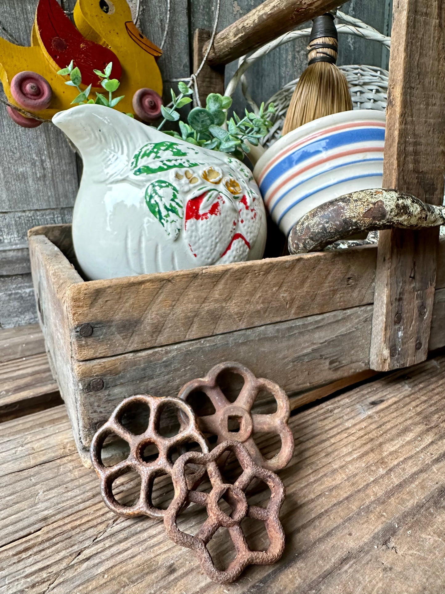 Rusty Metal Valve Handles Set Of Three