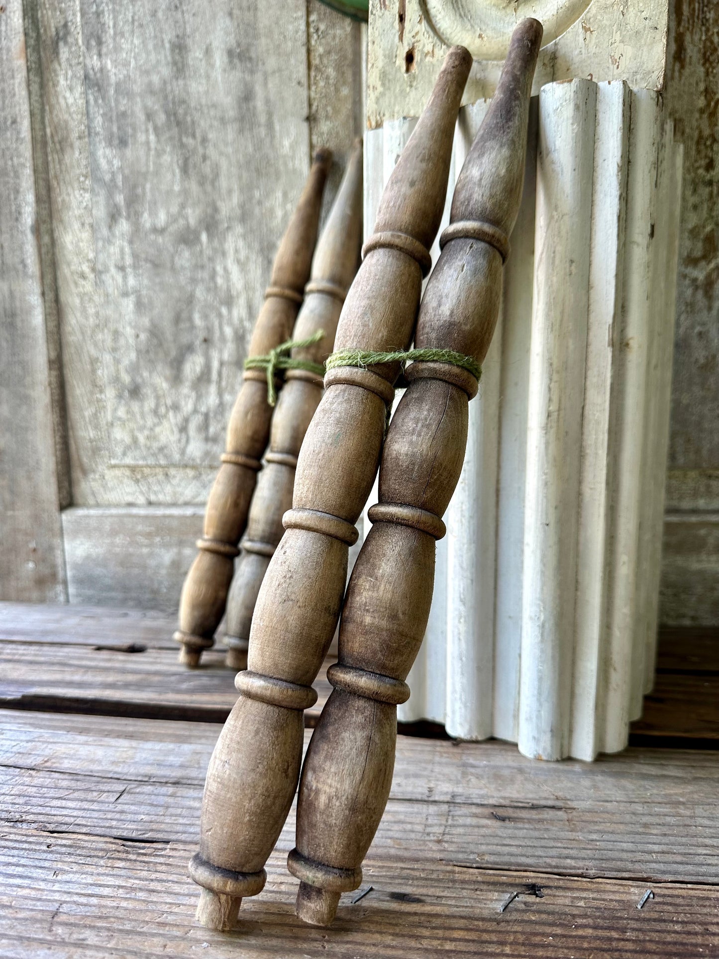 Weathered Wood Salvage Spindles Set Of Two