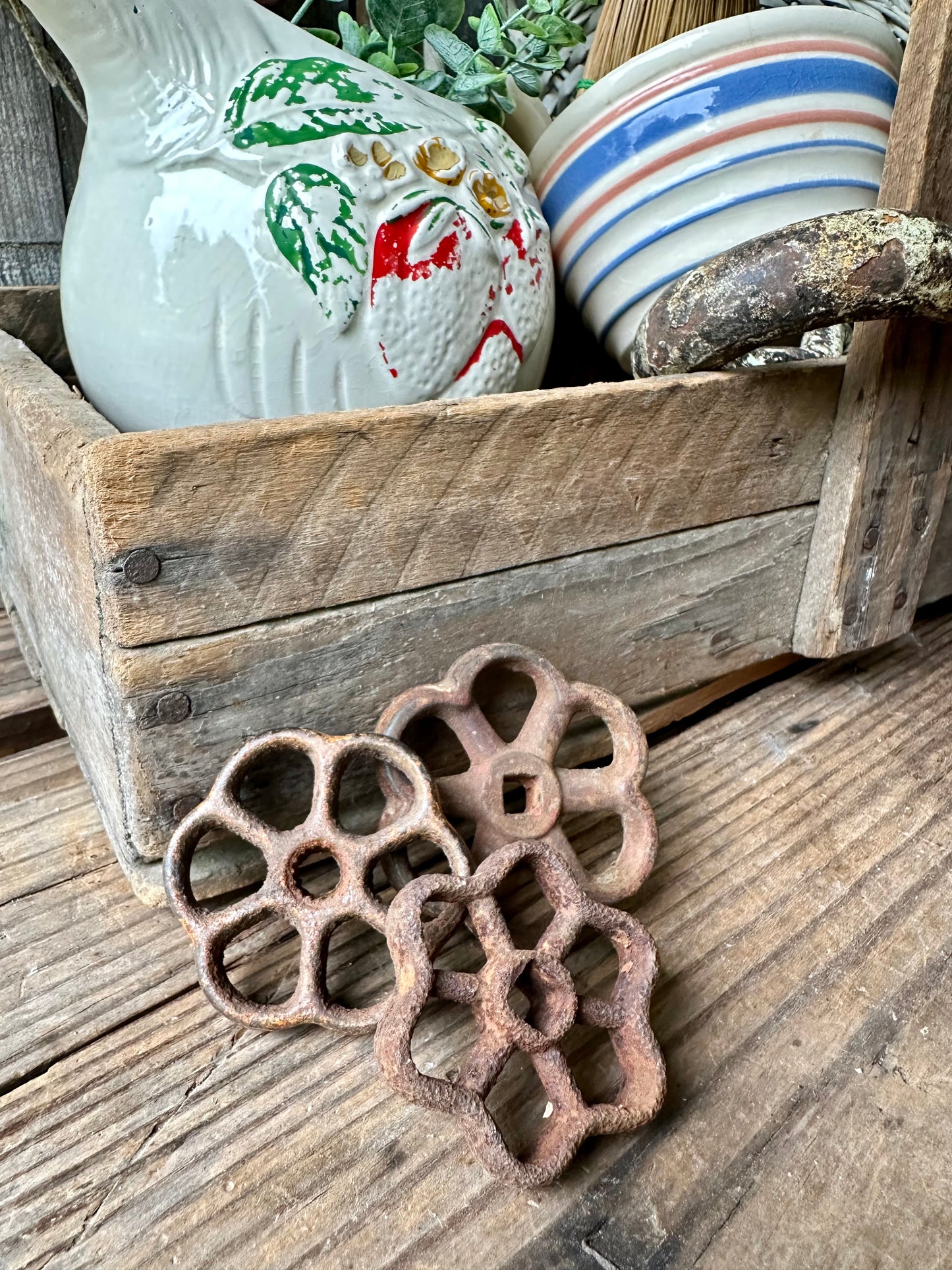 Rusty Metal Valve Handles Set Of Three