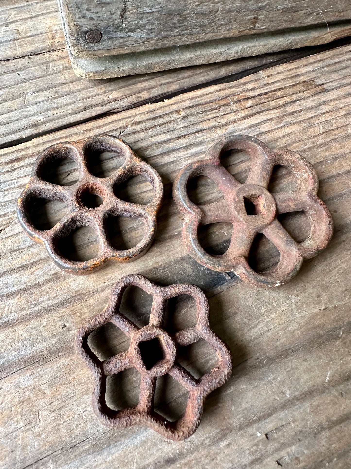 Rusty Metal Valve Handles Set Of Three