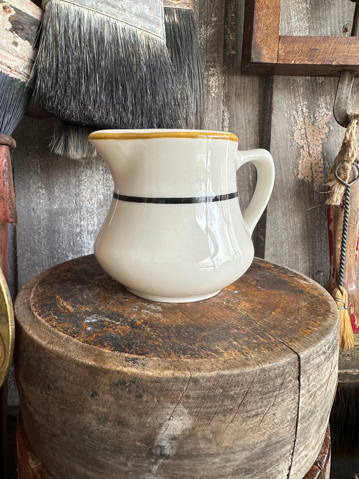 Creamer Black Rusty Orange Stripe Homer Laughlin