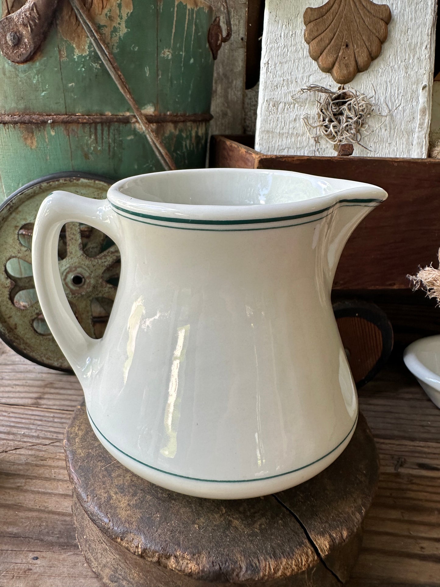 Green & White Stripe Restaurantware Creamer/Pitcher