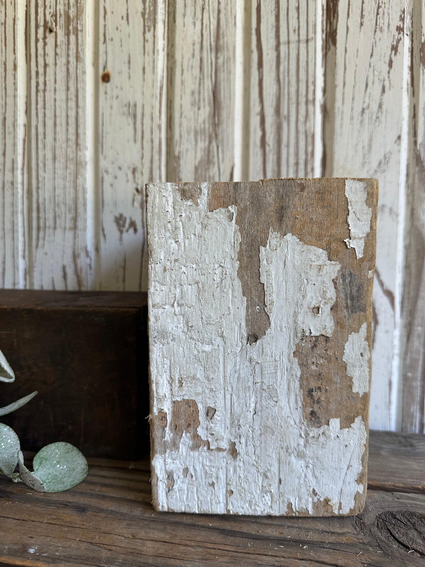 Salvage Wood Post Piece Chippy White