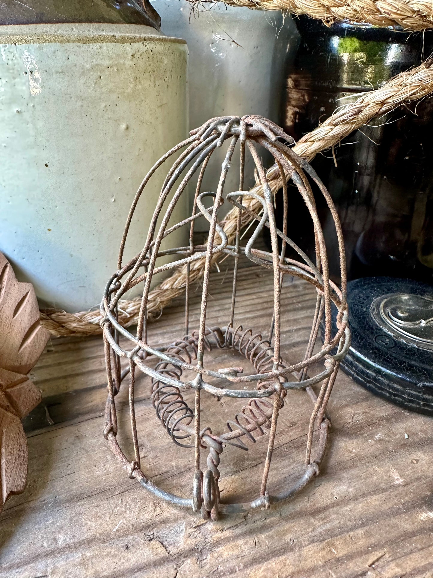 Light Cage Rusty Metal Wire