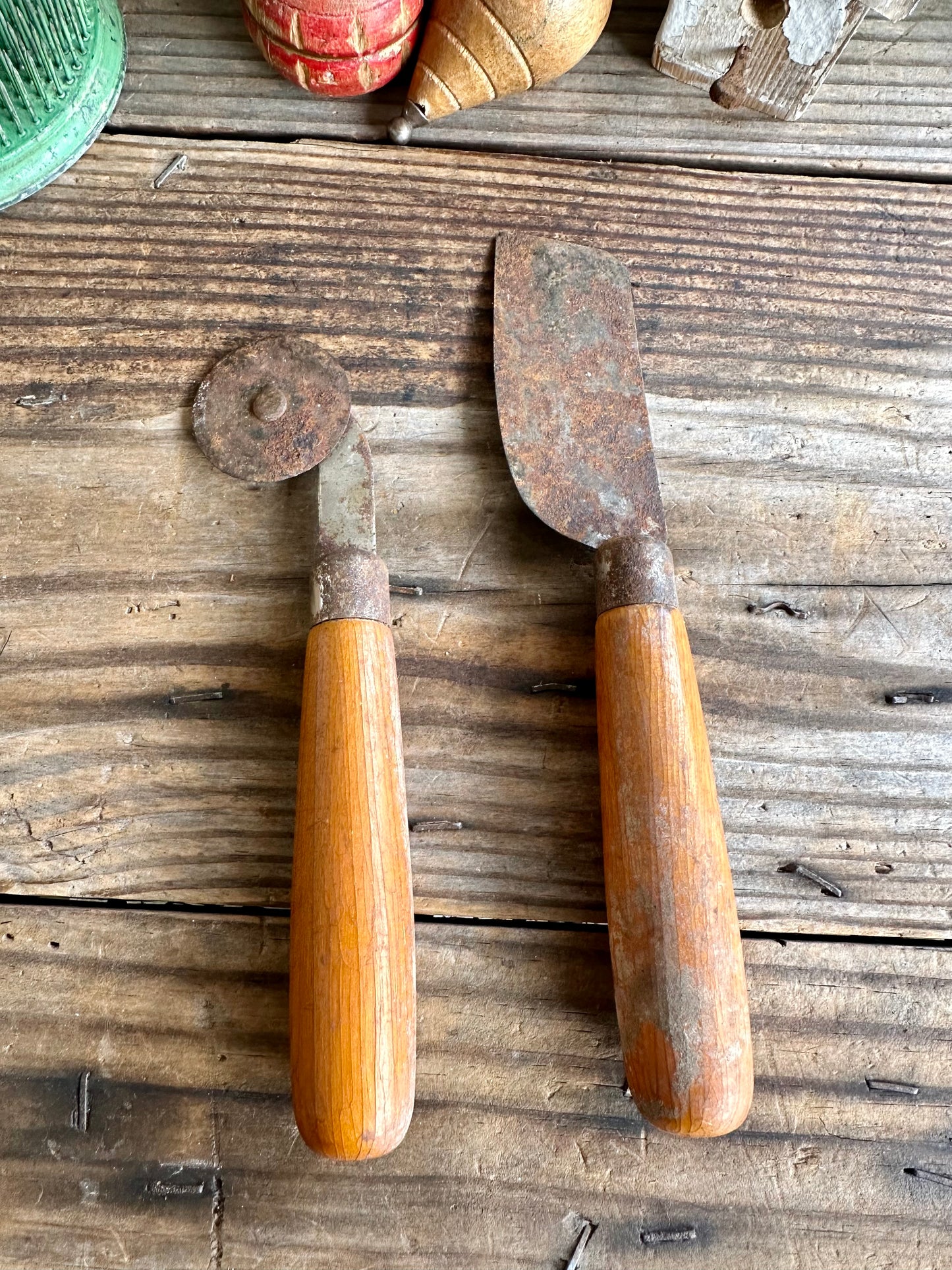 Tools Set Of Two Stained Wood Handle
