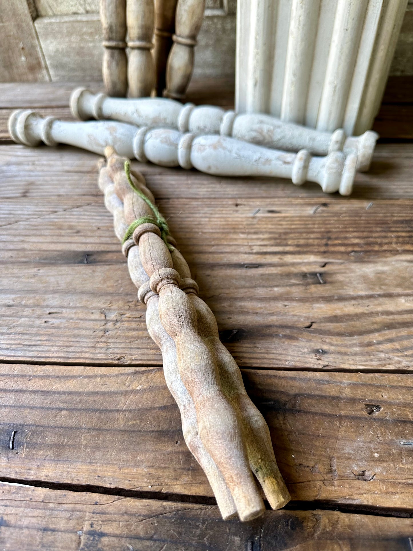 Weathered Wood Spindles Set Of Three