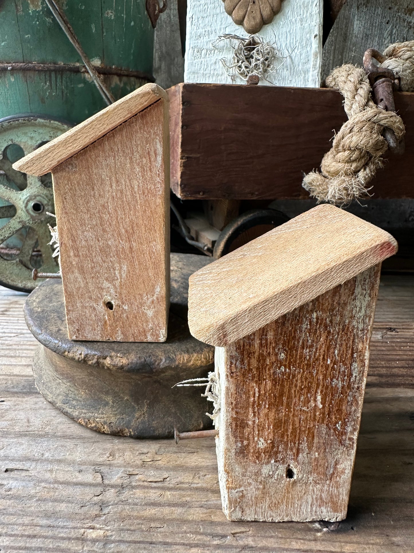 Handmade Bitty Birdhouses Set Of Two (decor only)