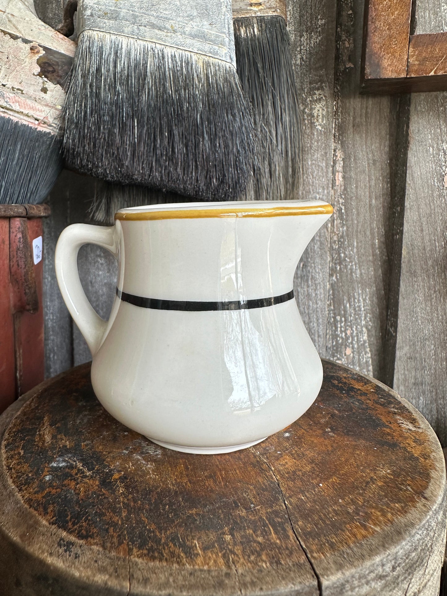 Creamer Black Rusty Orange Stripe Homer Laughlin