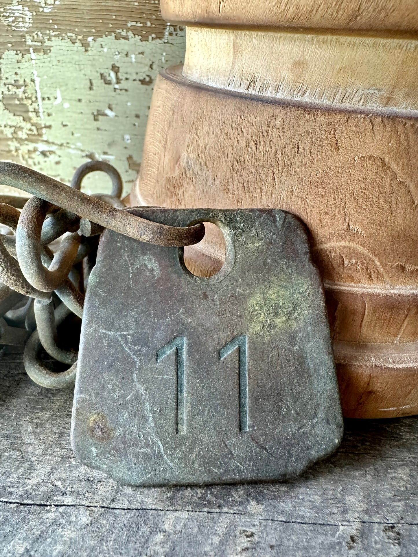 Cattle Brass Tag With Chain #11