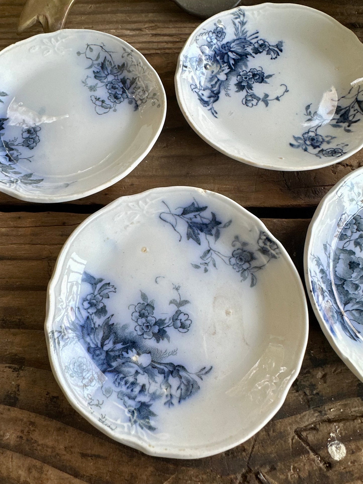 Alfred Meakin Blue Floral Transferware Butter Pats Set Of 4 Melrose England