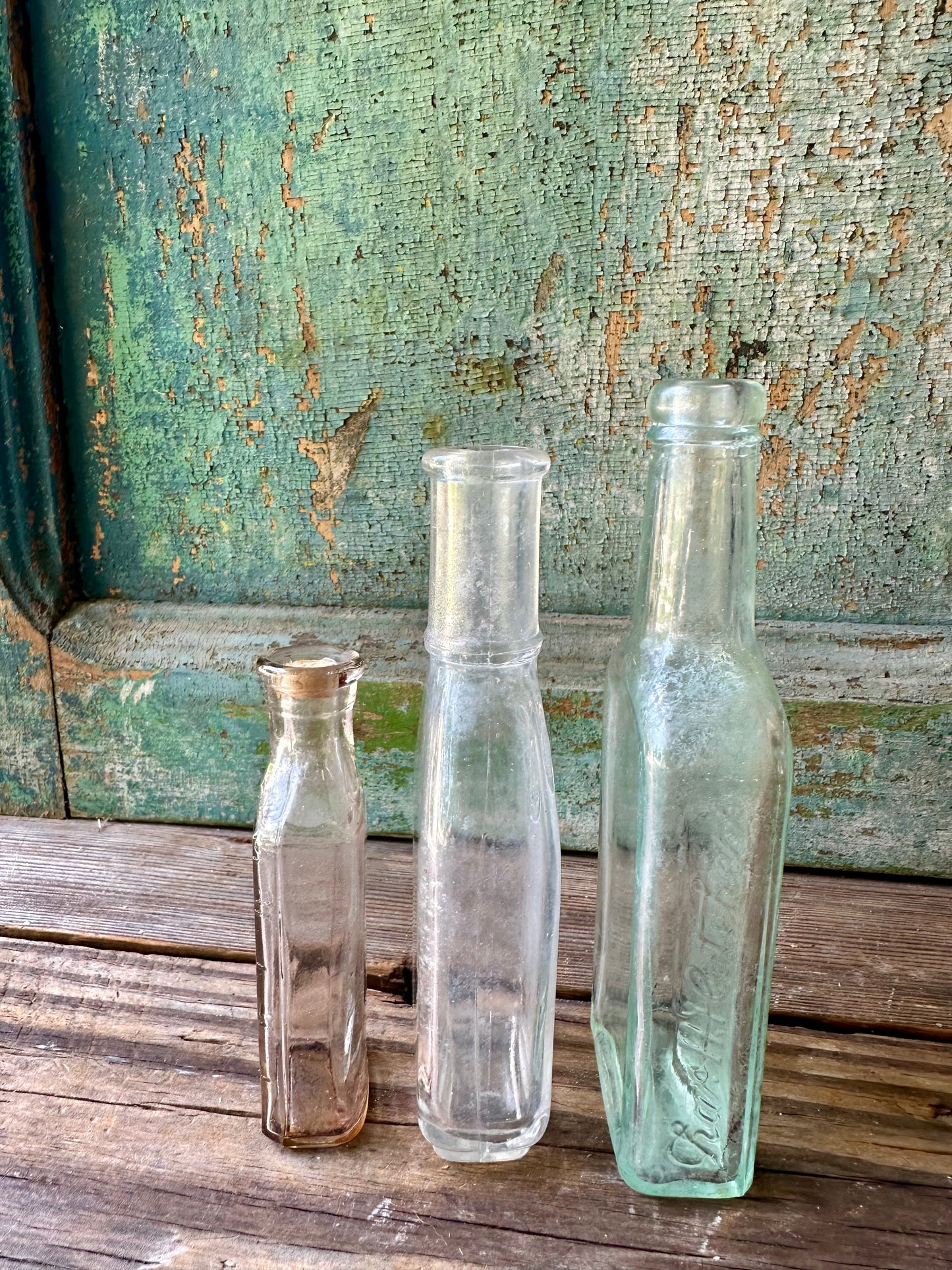 Medicine/Apothecary Glass Bottles Set Of 3