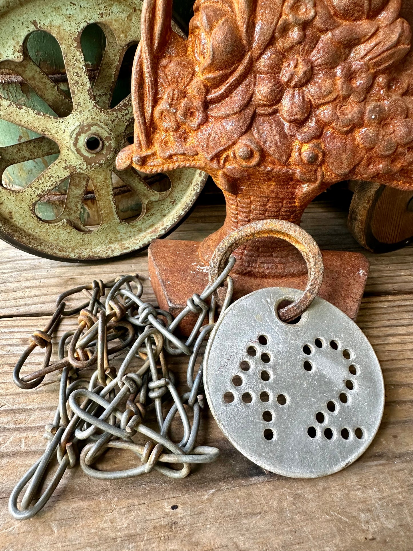 Cattle Tag With Rusty Metal Chain #42