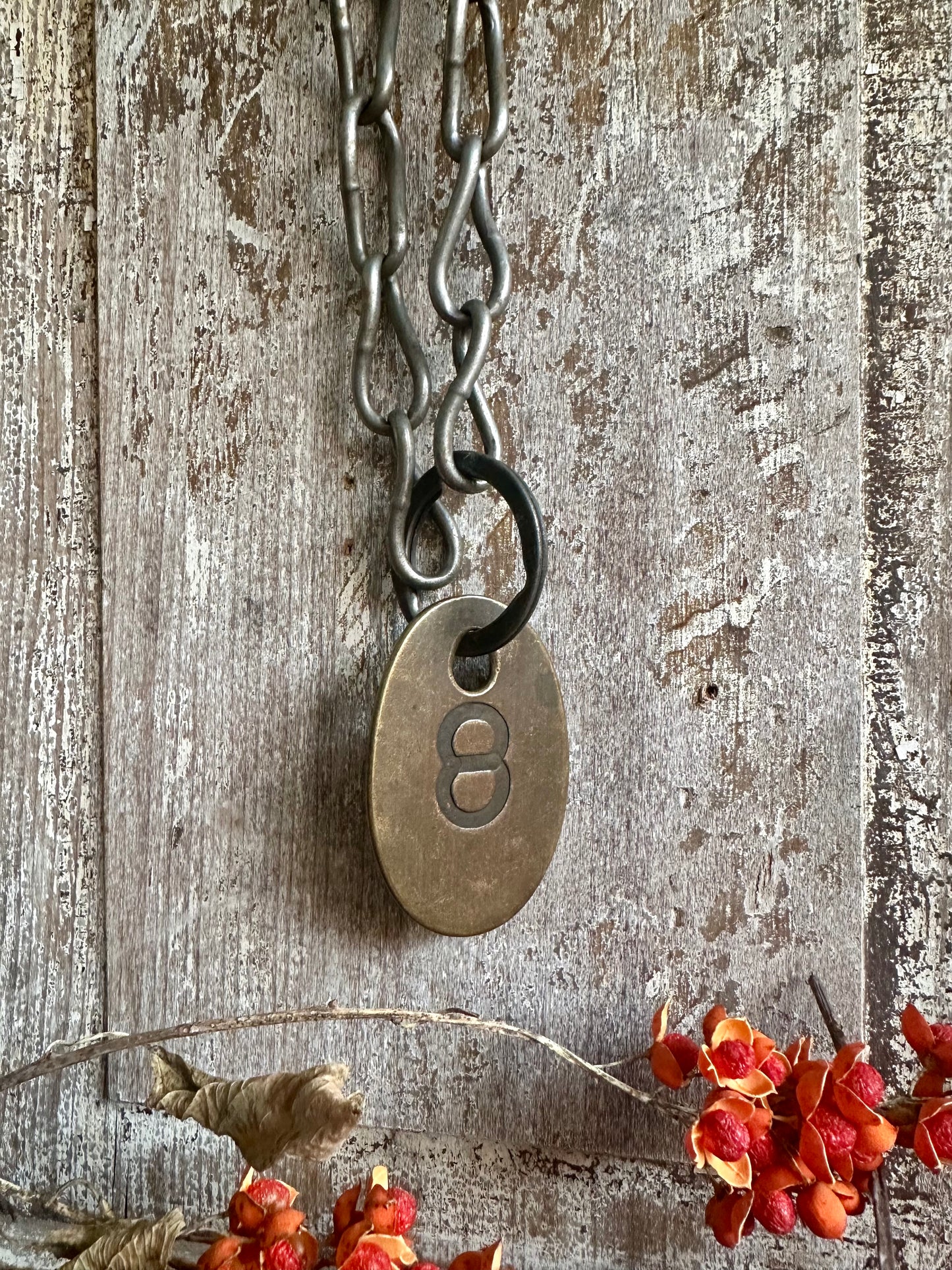 Cattle Brass Tag With Chain #8