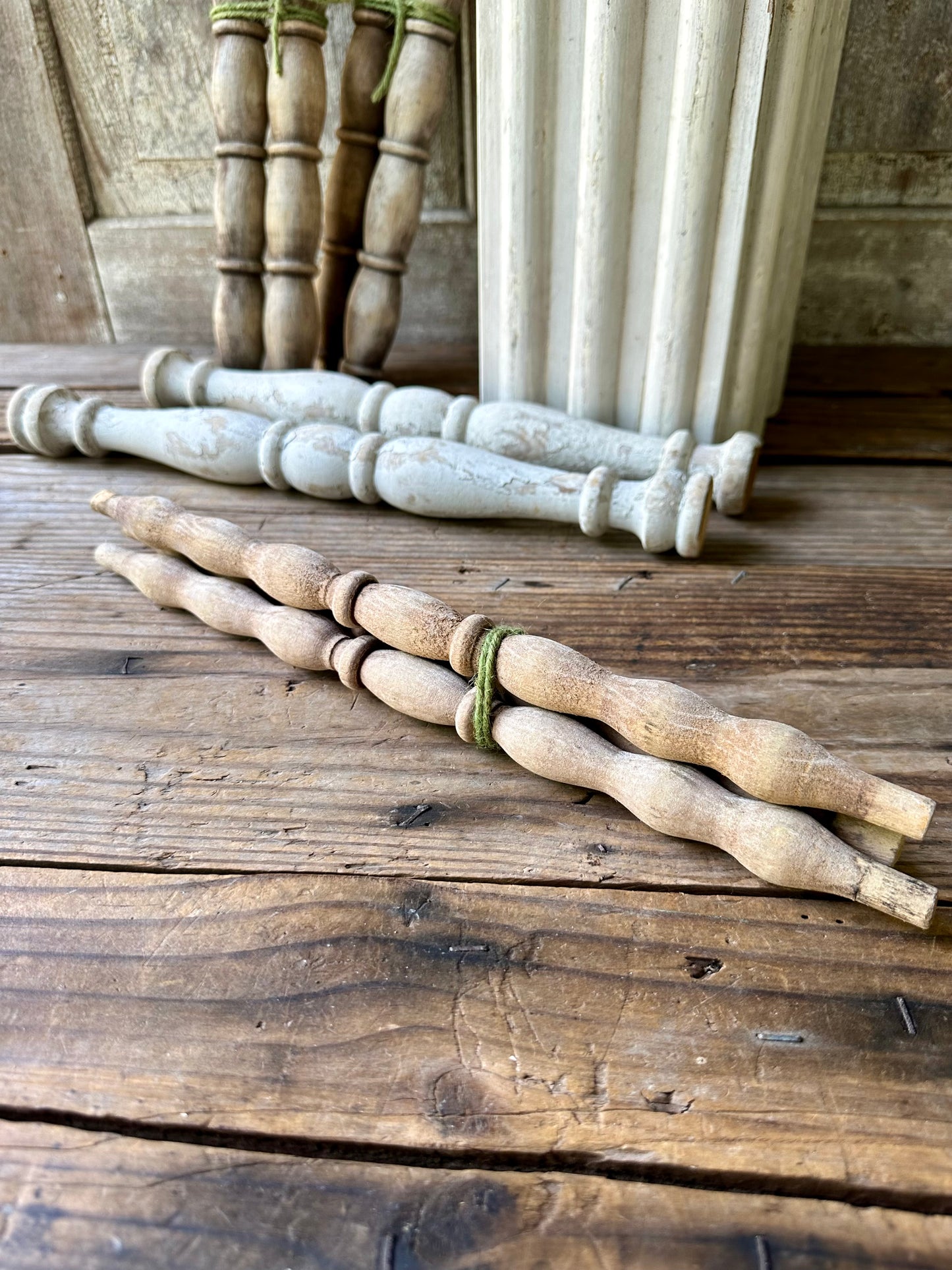 Weathered Wood Spindles Set Of Three