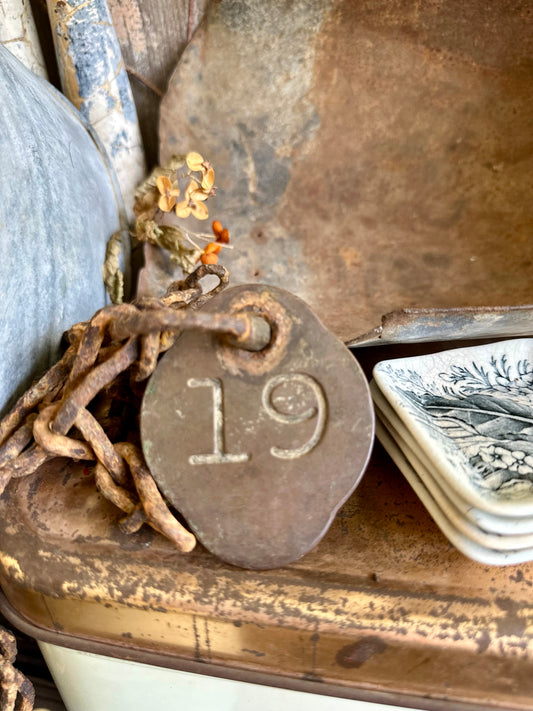 Cattle Tag With Rusty Chain #19