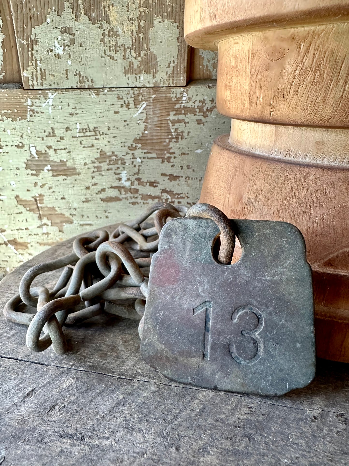 Cattle Brass Tag With Chain #13