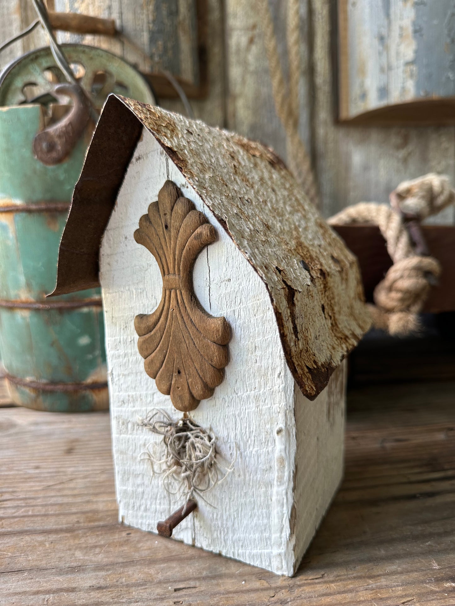 Handmade Salvage Wood Birdhouse (Decor Only)