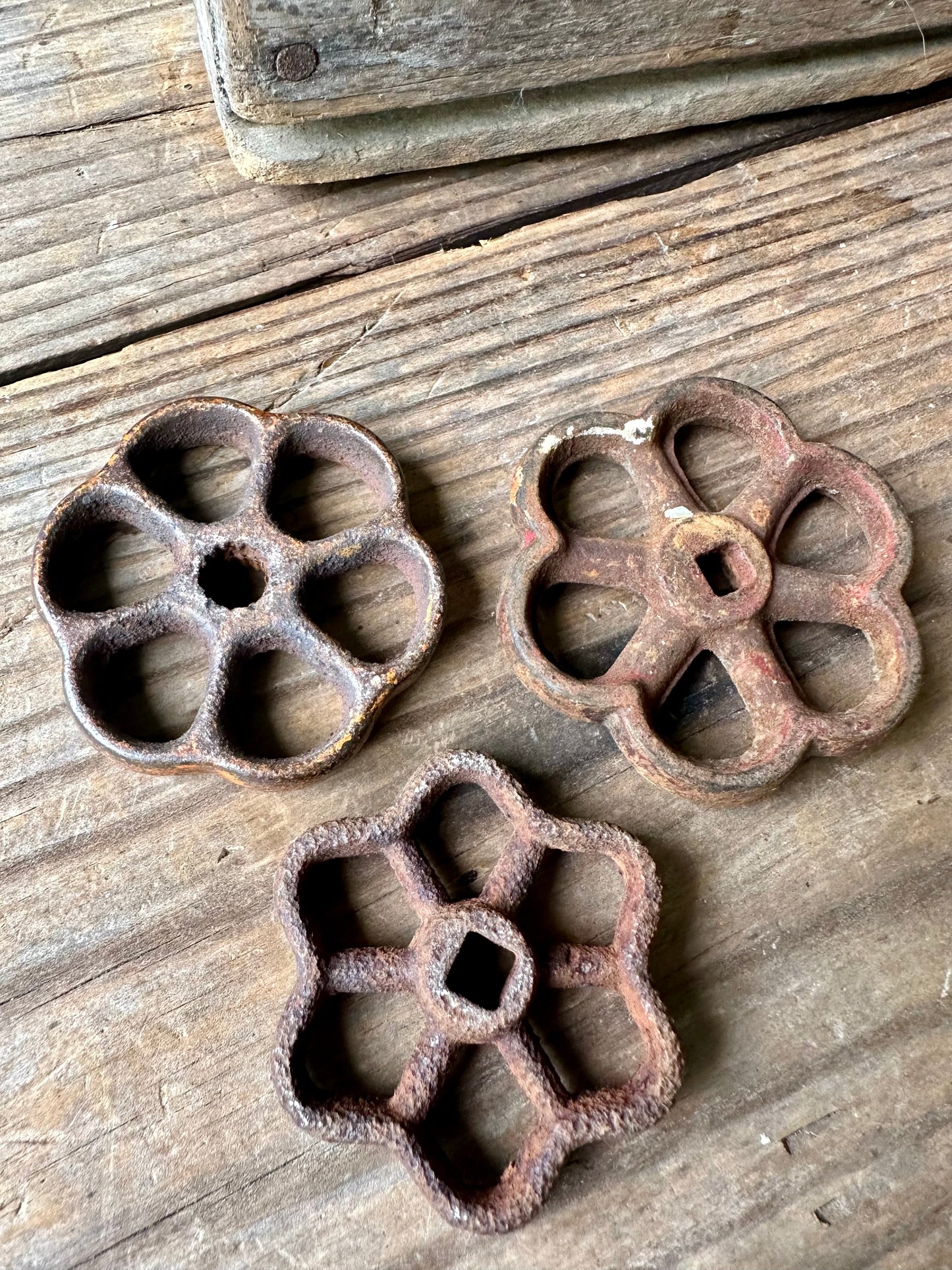 Rusty Metal Valve Handles Set Of Three