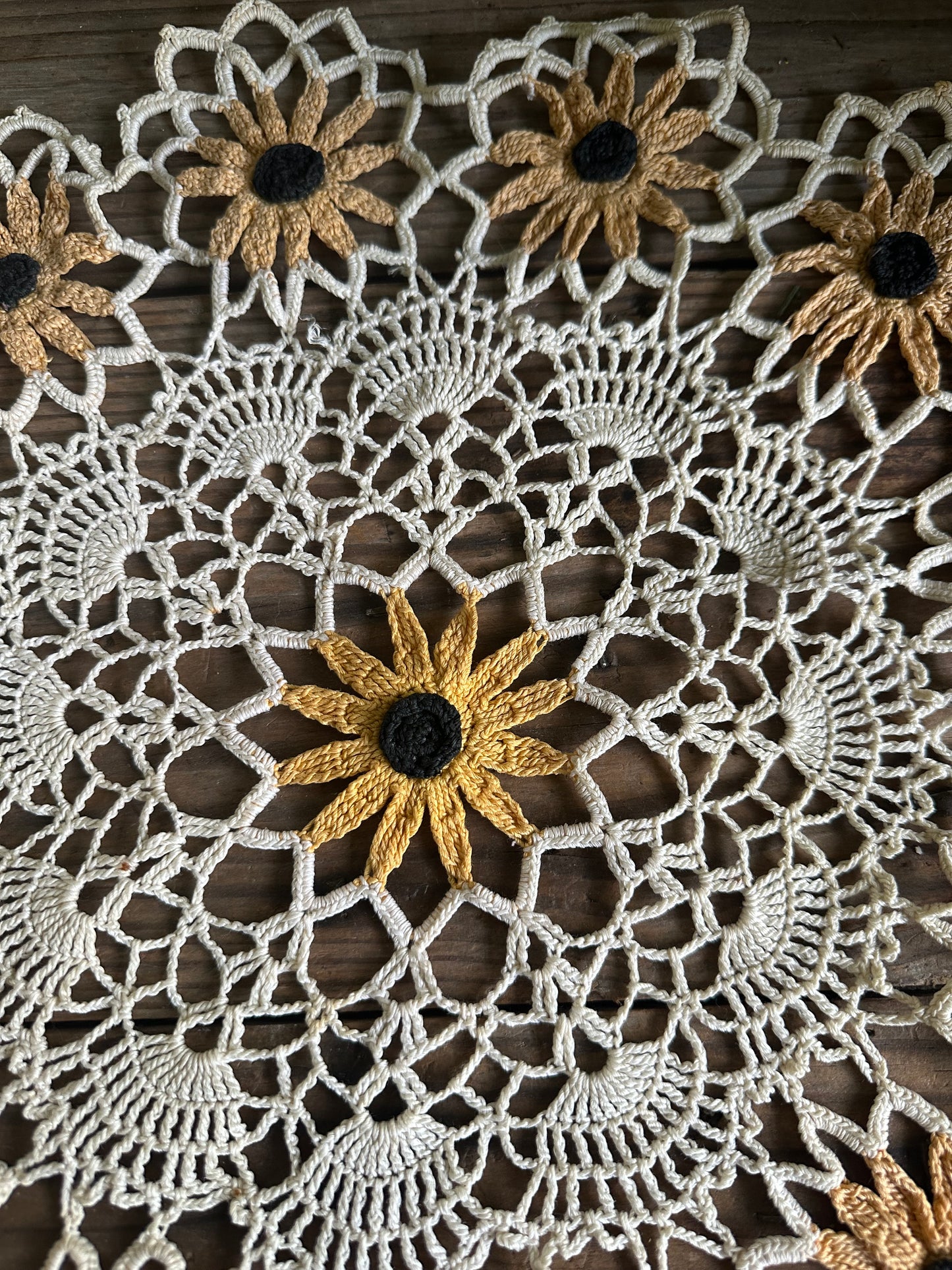 Crochet Doily Black Eyed Susan Floral