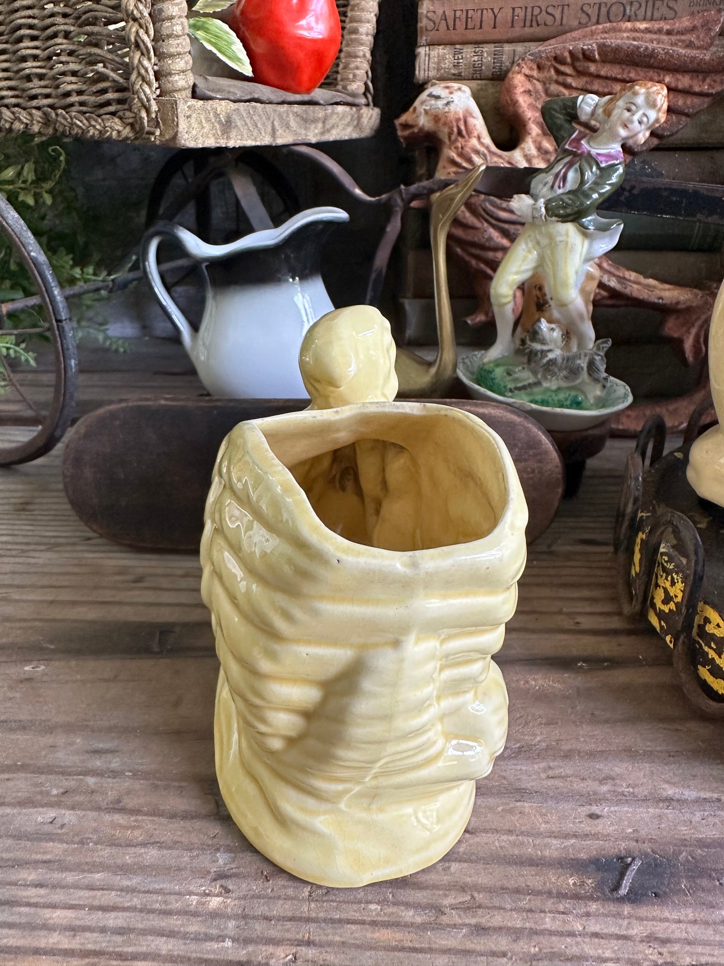 Swans & Boy Planter Yellow