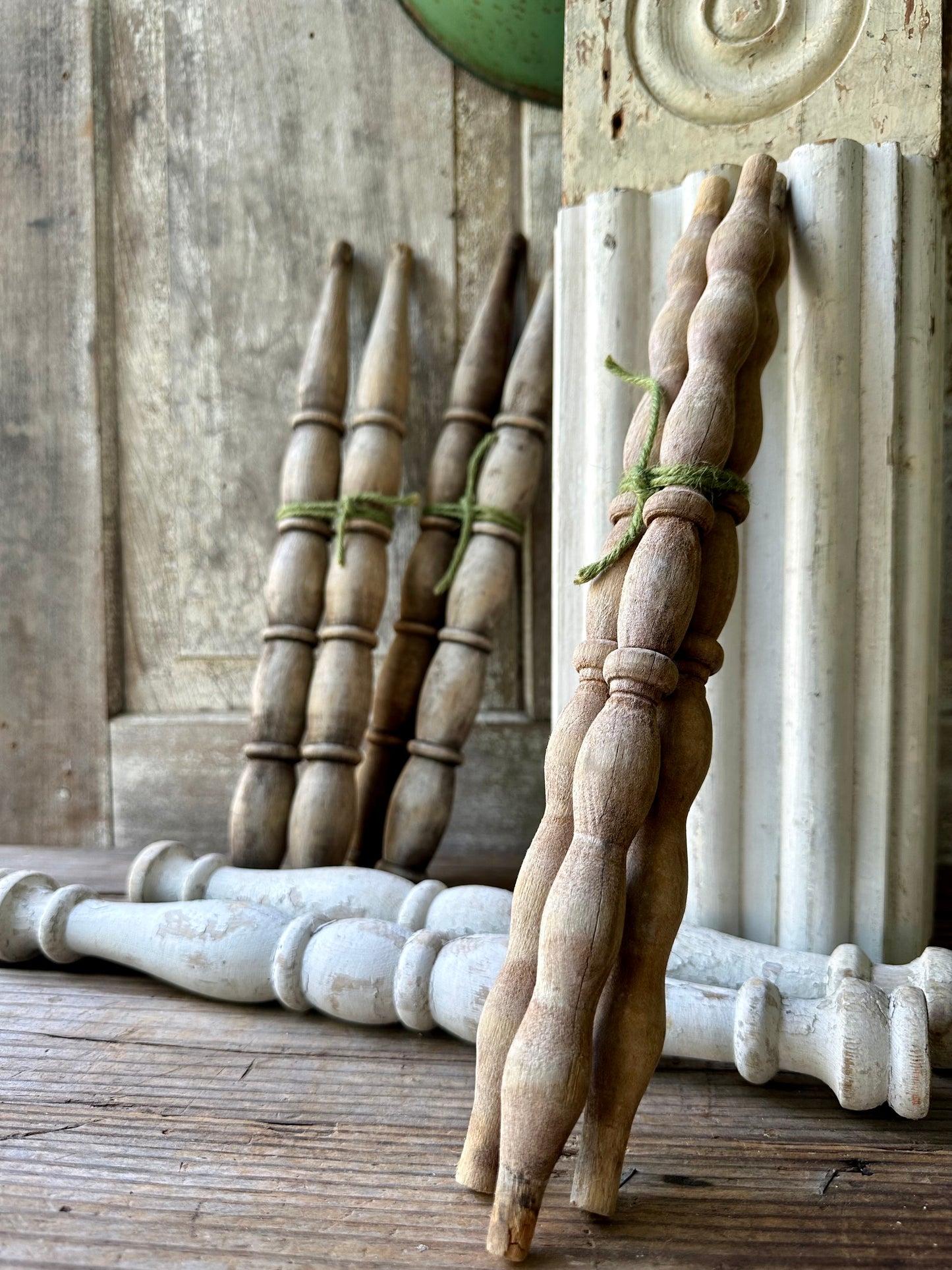 Weathered Wood Spindles Set Of Three