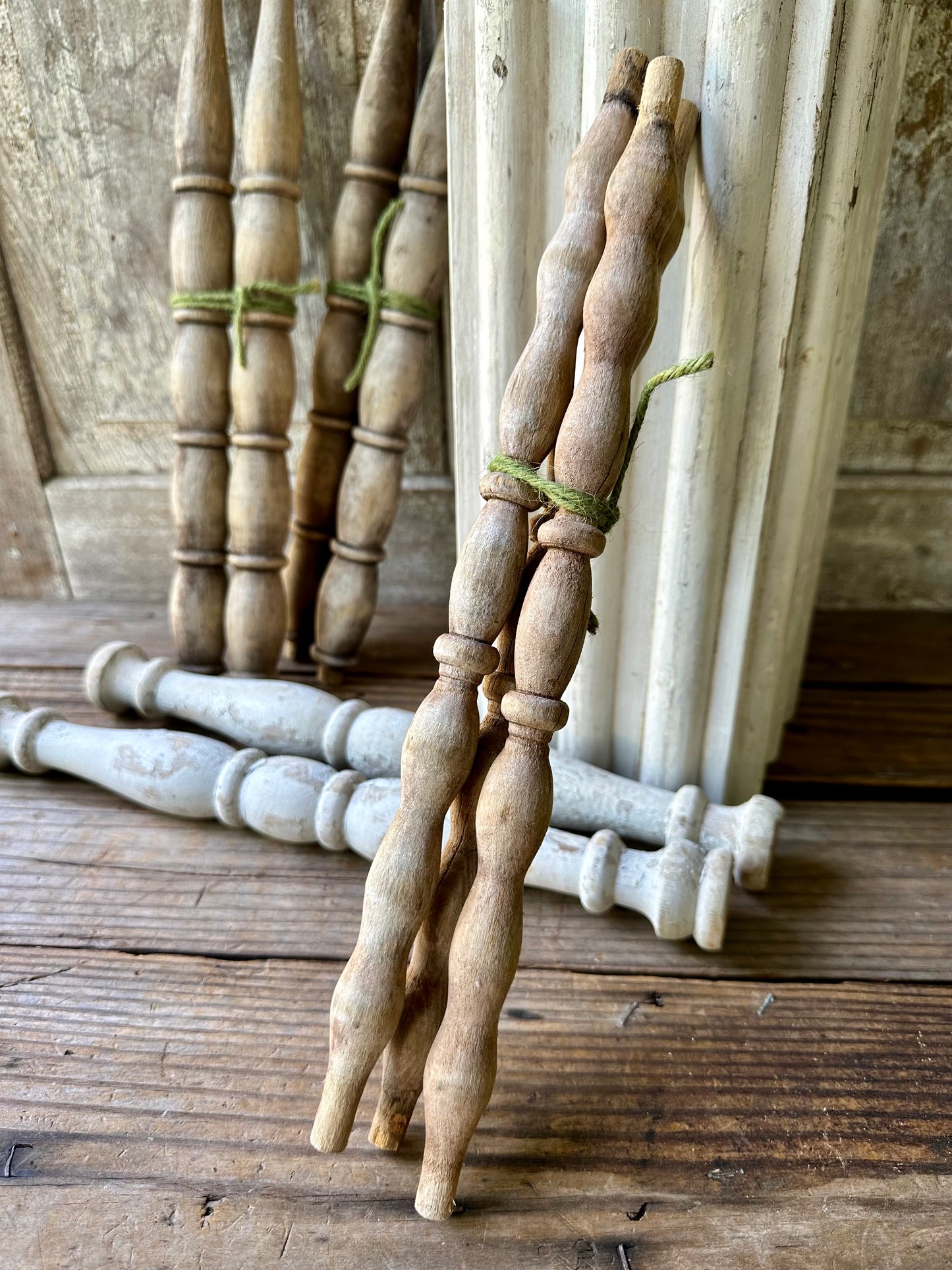 Weathered Wood Spindles Set Of Three