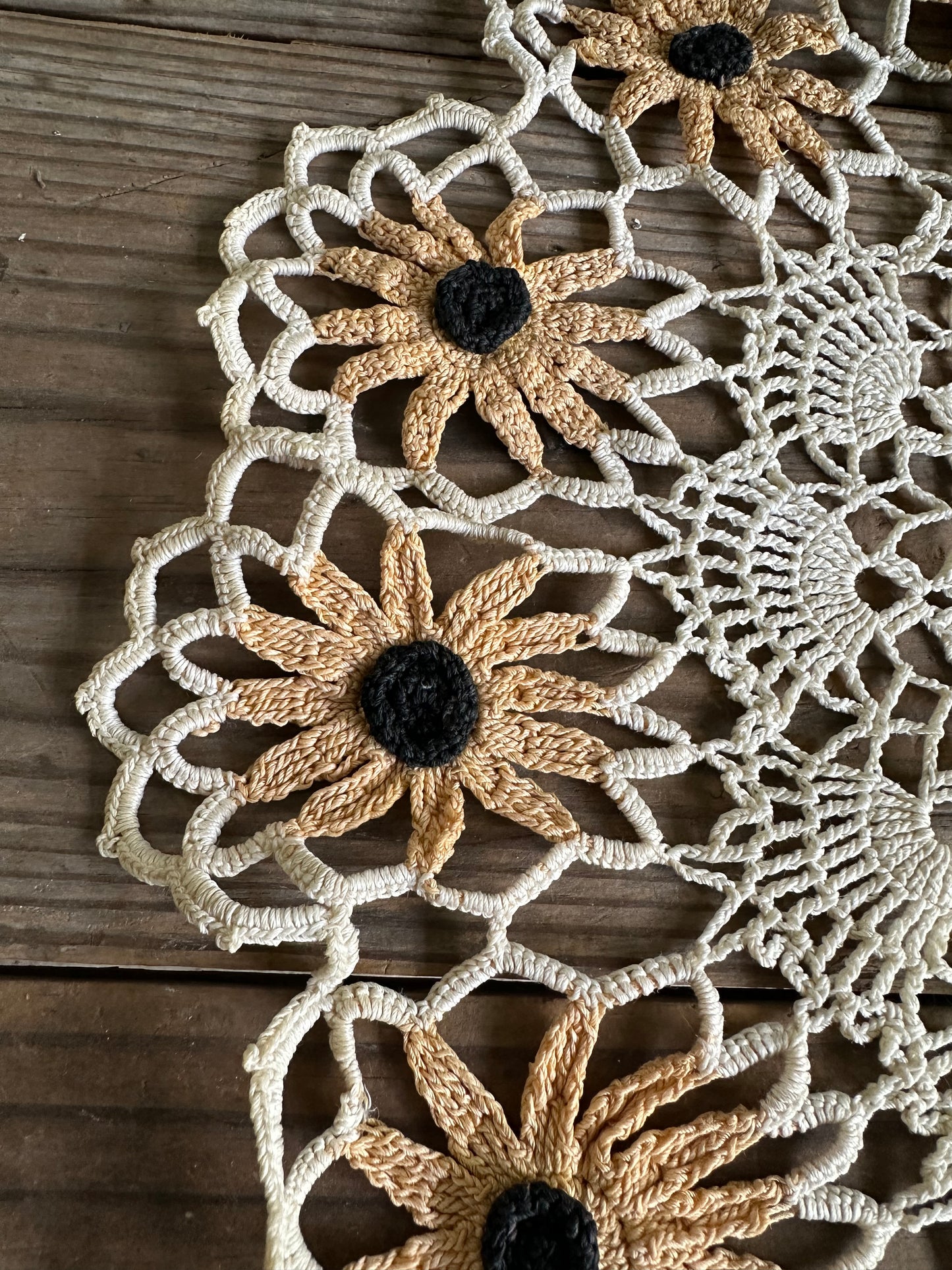 Crochet Doily Black Eyed Susan Floral