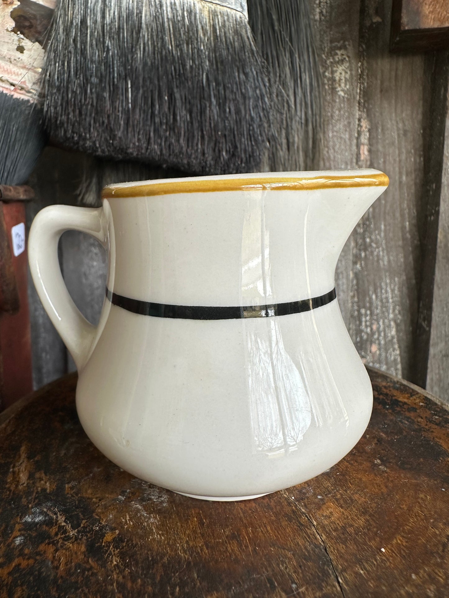 Creamer Black Rusty Orange Stripe Homer Laughlin
