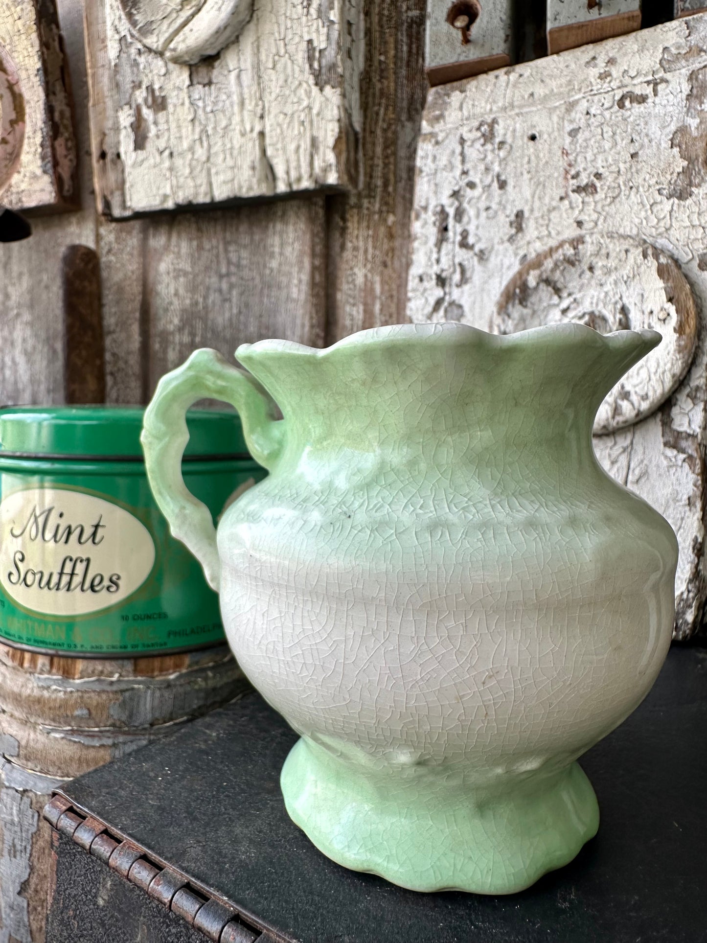 Green Porcelain Small Pitcher/Creamer