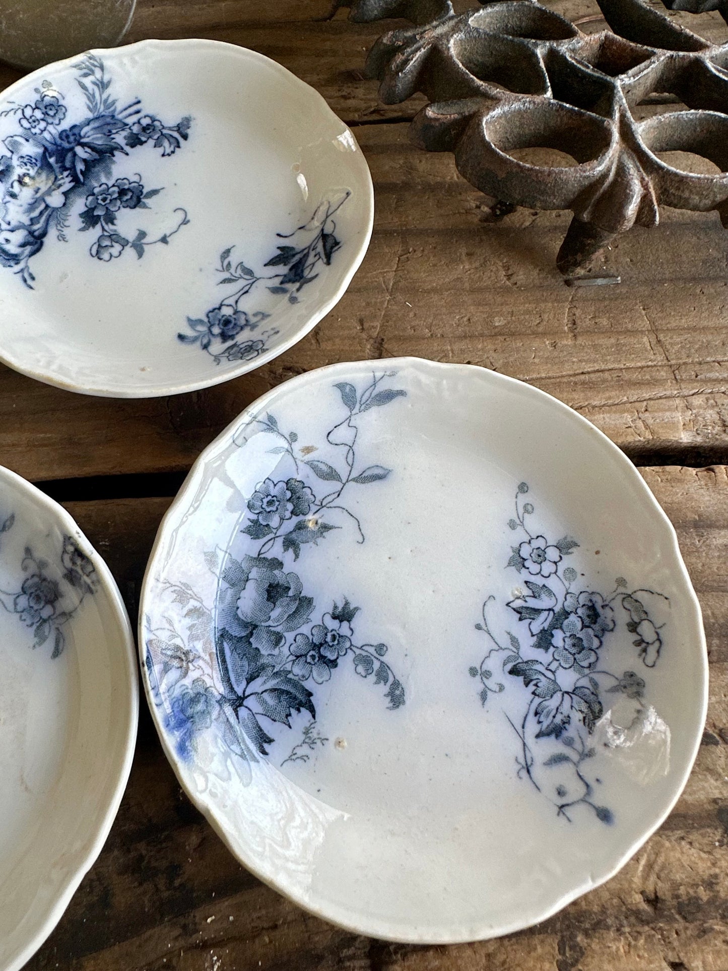 Alfred Meakin Blue Floral Transferware Butter Pats Set Of 4 Melrose England
