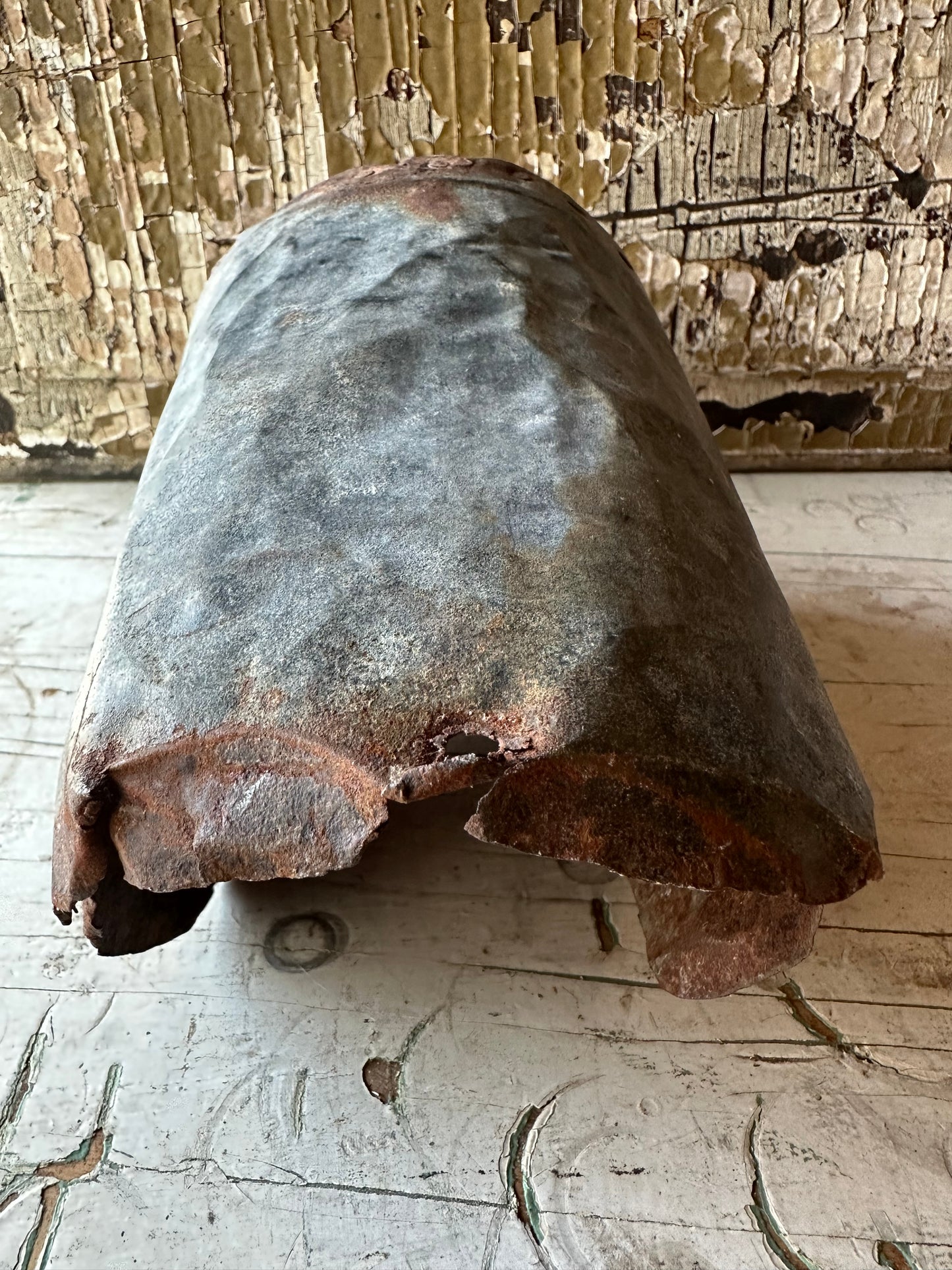 Weathered Red Paint Wood & Rusty Metal Scoop