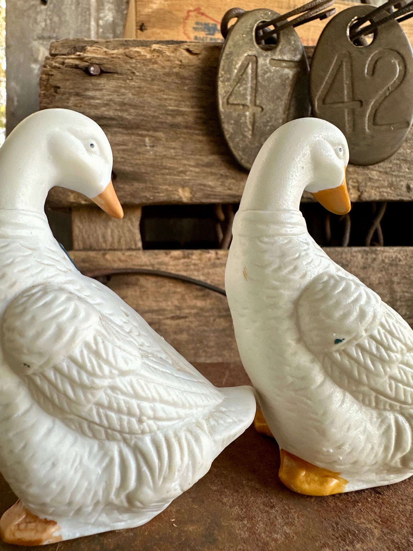 Ducks With Blue Bows Salt & Pepper Shaker Set