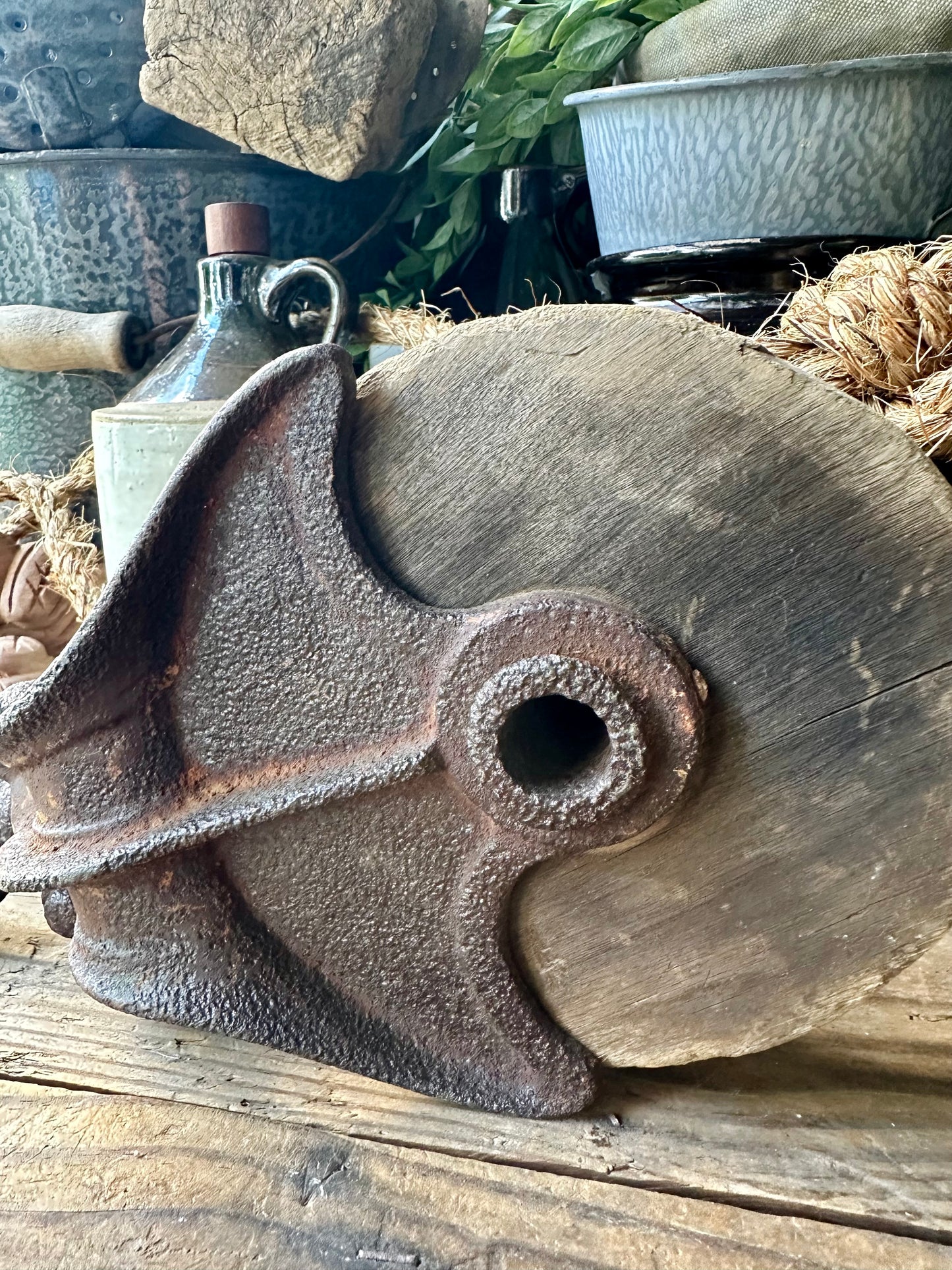 Pulley Wood & Rusty Metal