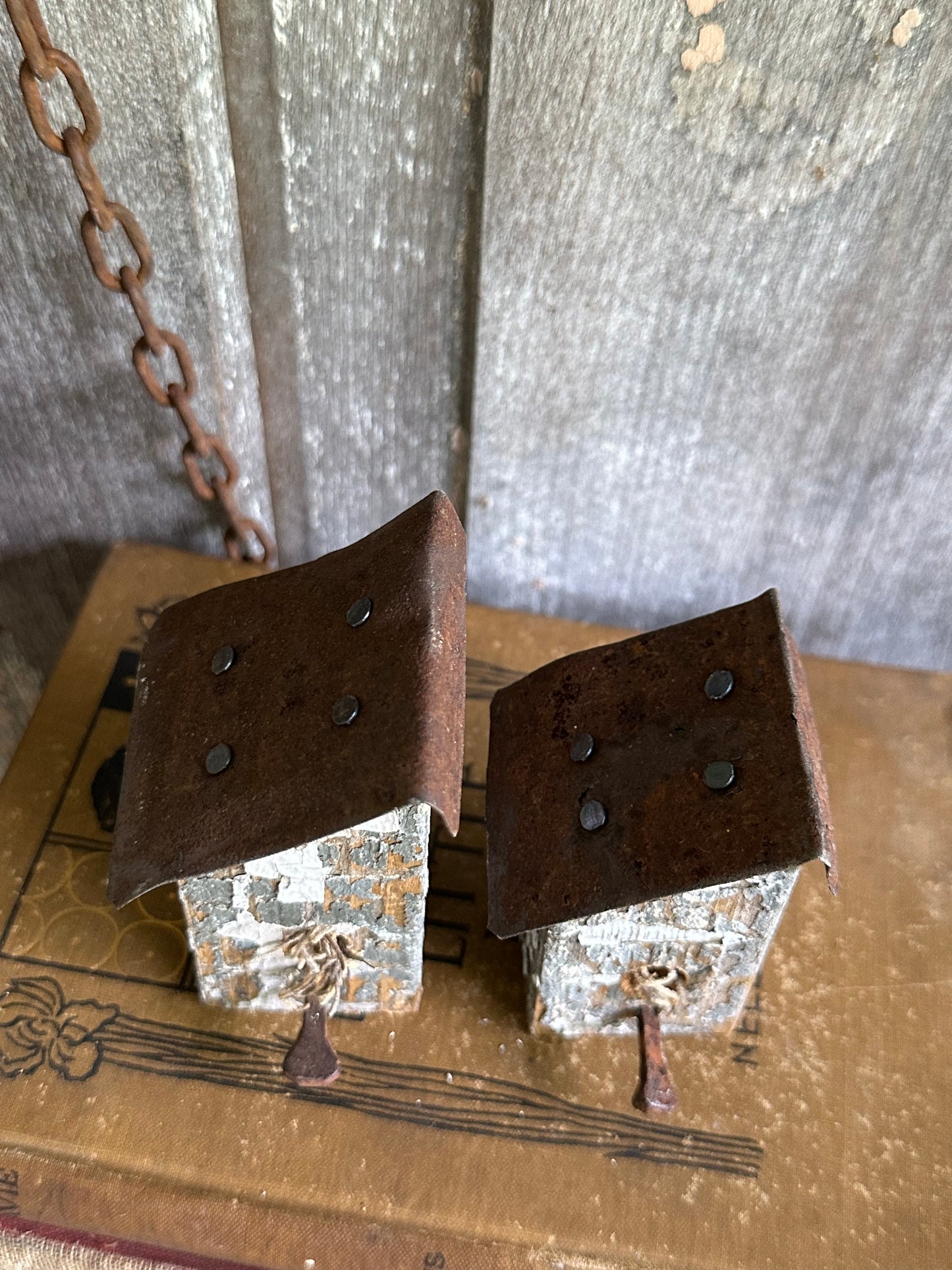 Bitty Birdhouses Set Of Two Handmade (Decor Only)