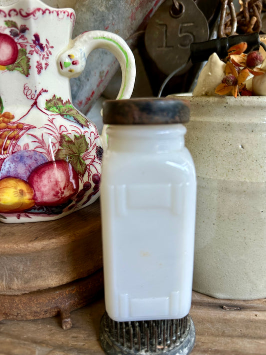 Milk Glass Jar With Metal Lid