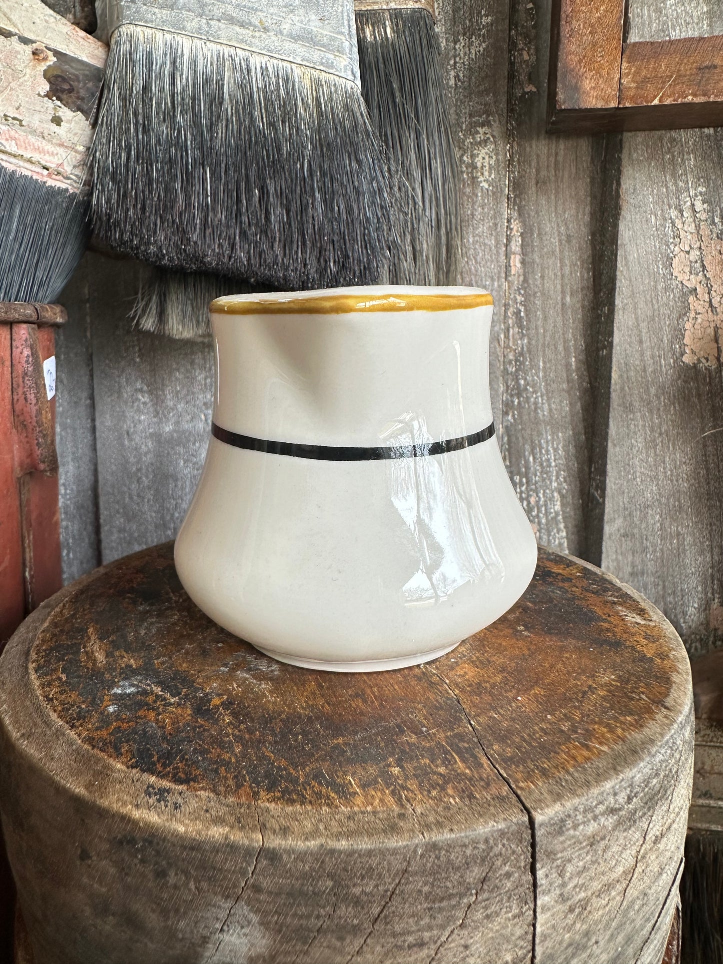 Creamer Black Rusty Orange Stripe Homer Laughlin