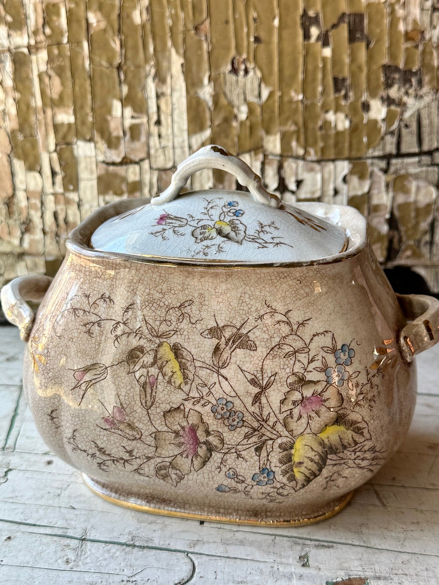 Dresden Ironstone 2 pc Transferware Covered Dish With Lid