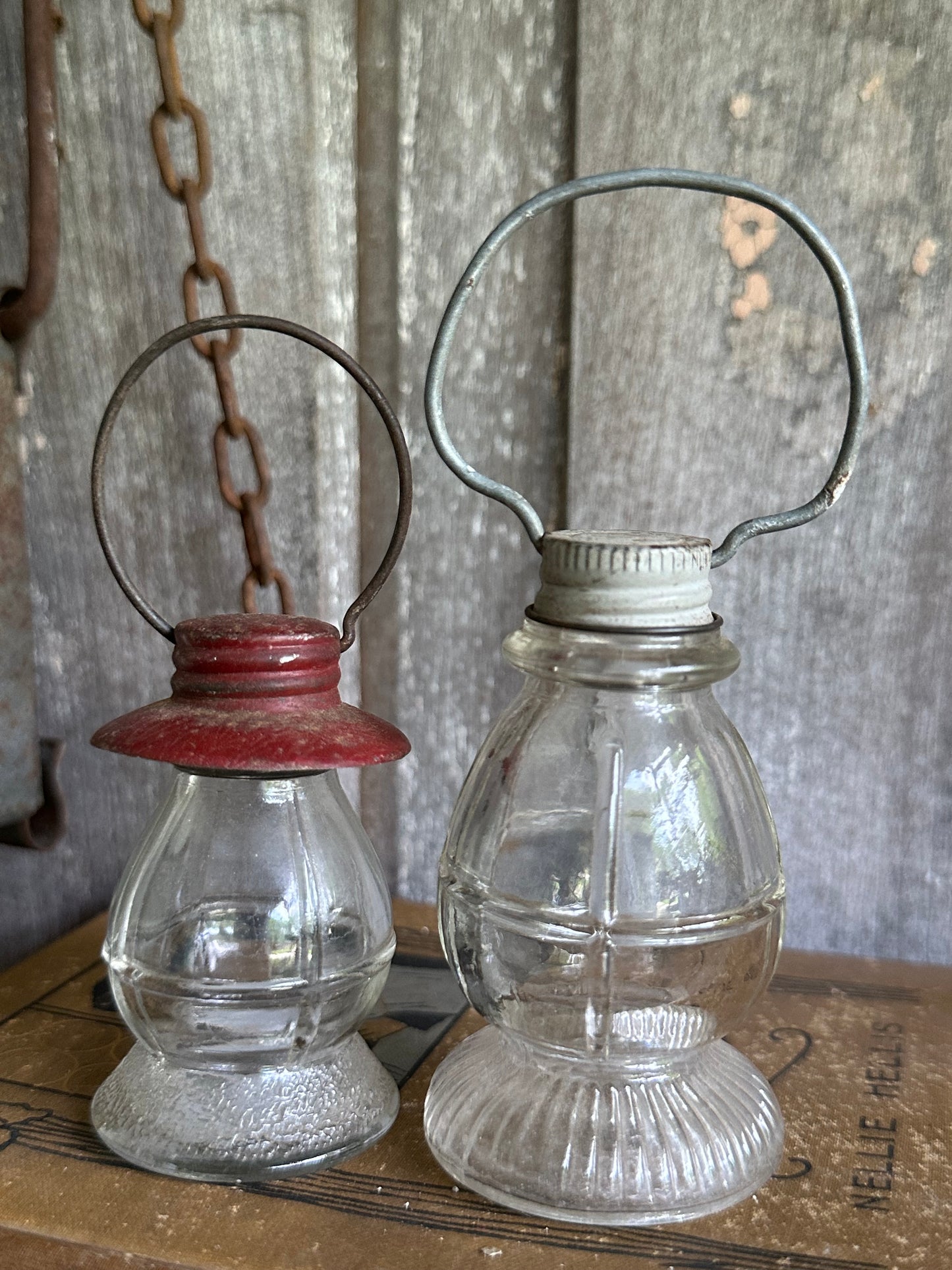 Glass Lantern Candy Containers Set Of Two