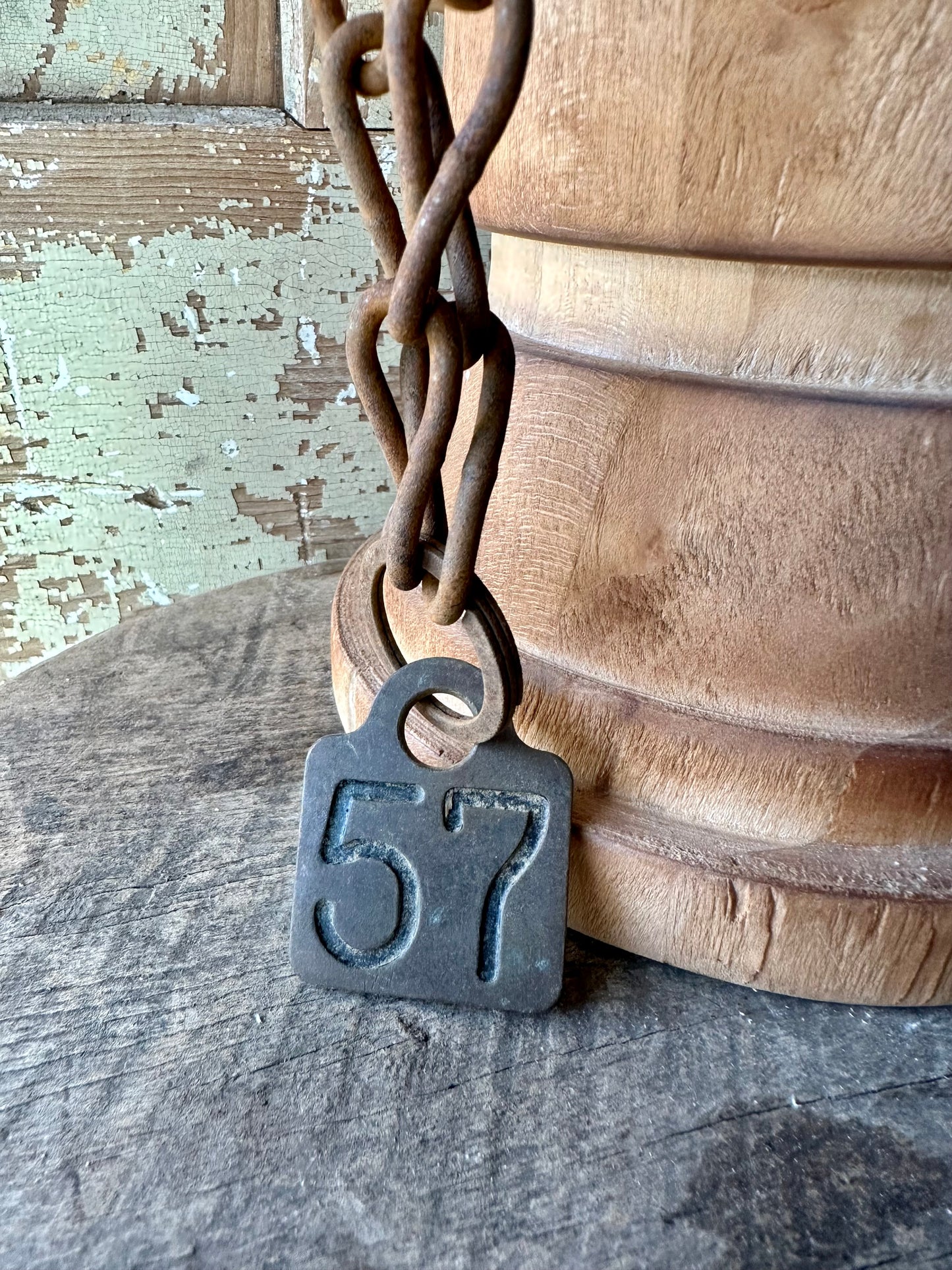 Cattle Brass Tag With Chain #57