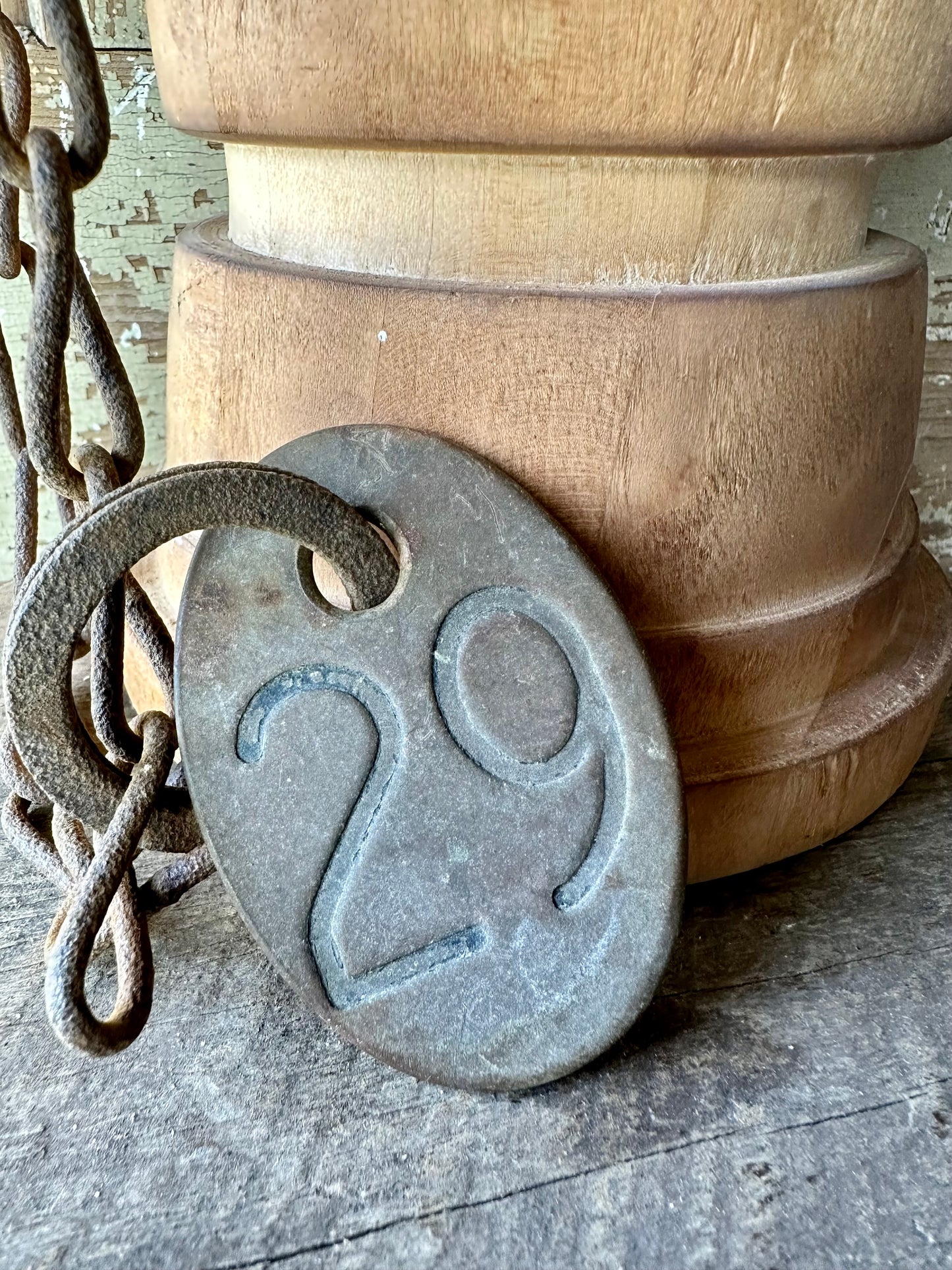 Cattle Brass Tag With Chain #29