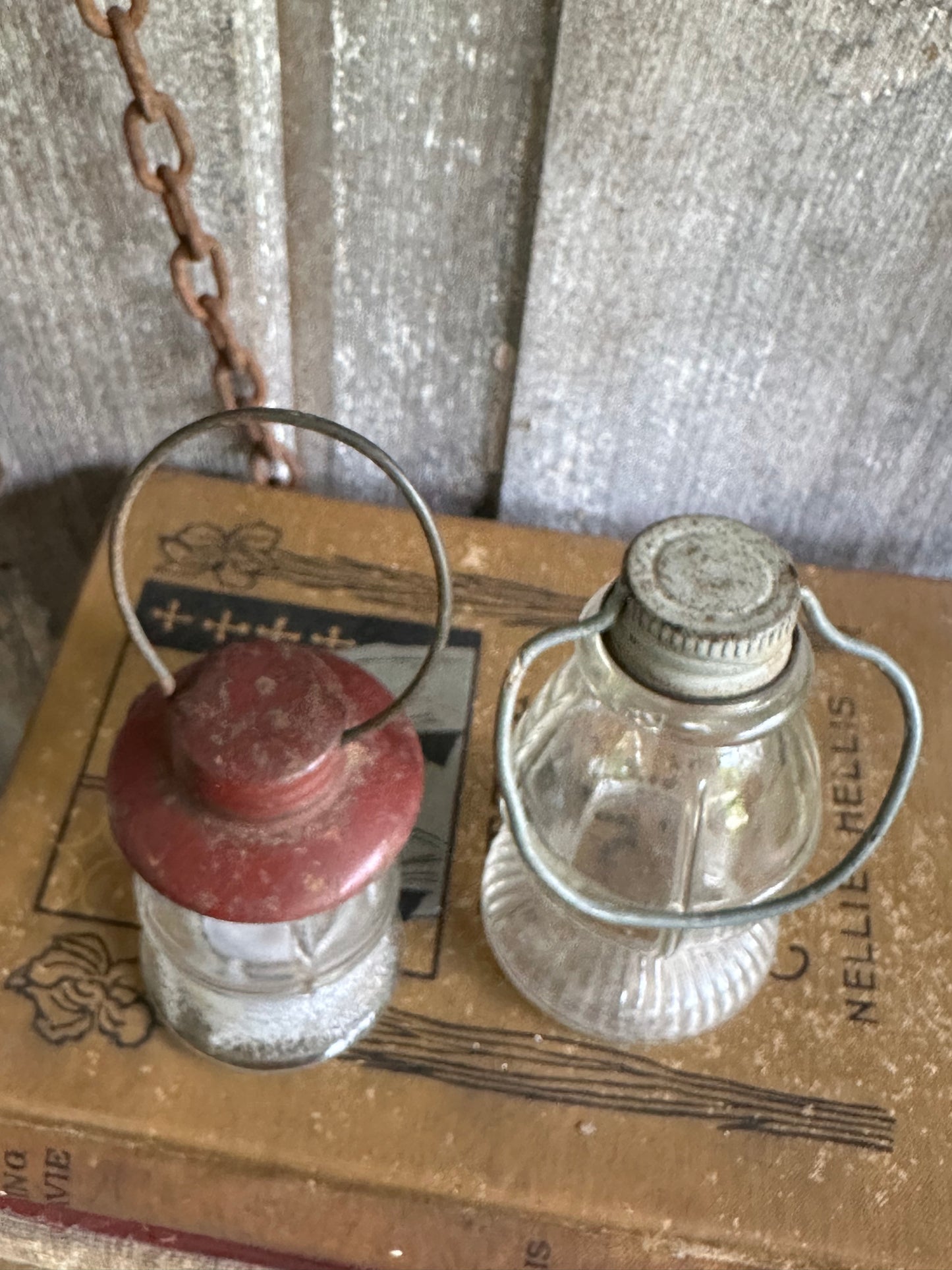 Glass Lantern Candy Containers Set Of Two
