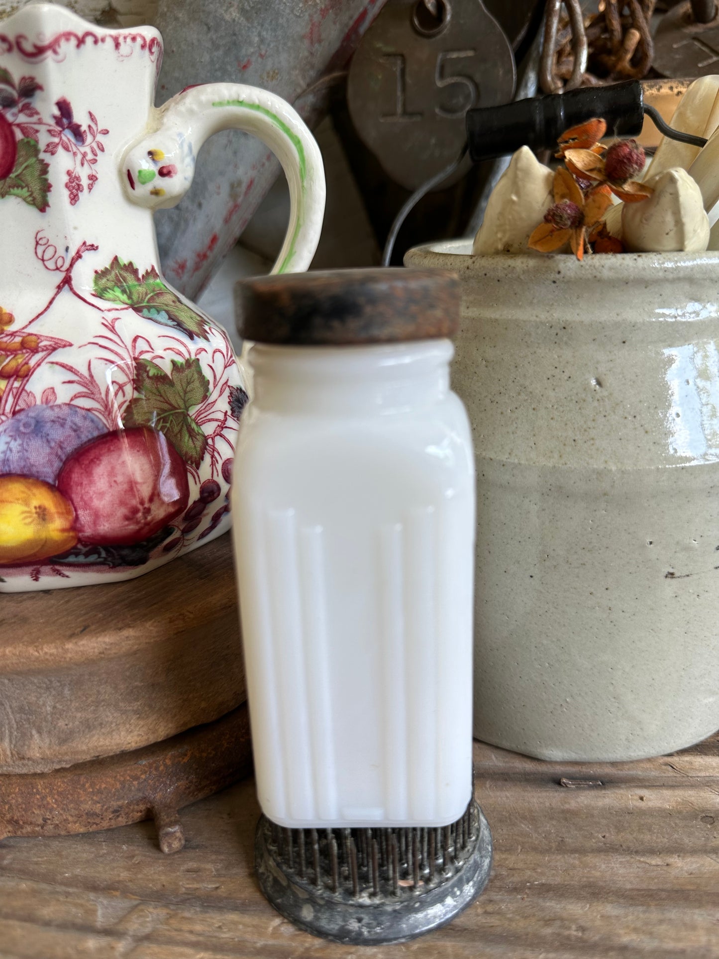 Milk Glass Jar With Metal Lid