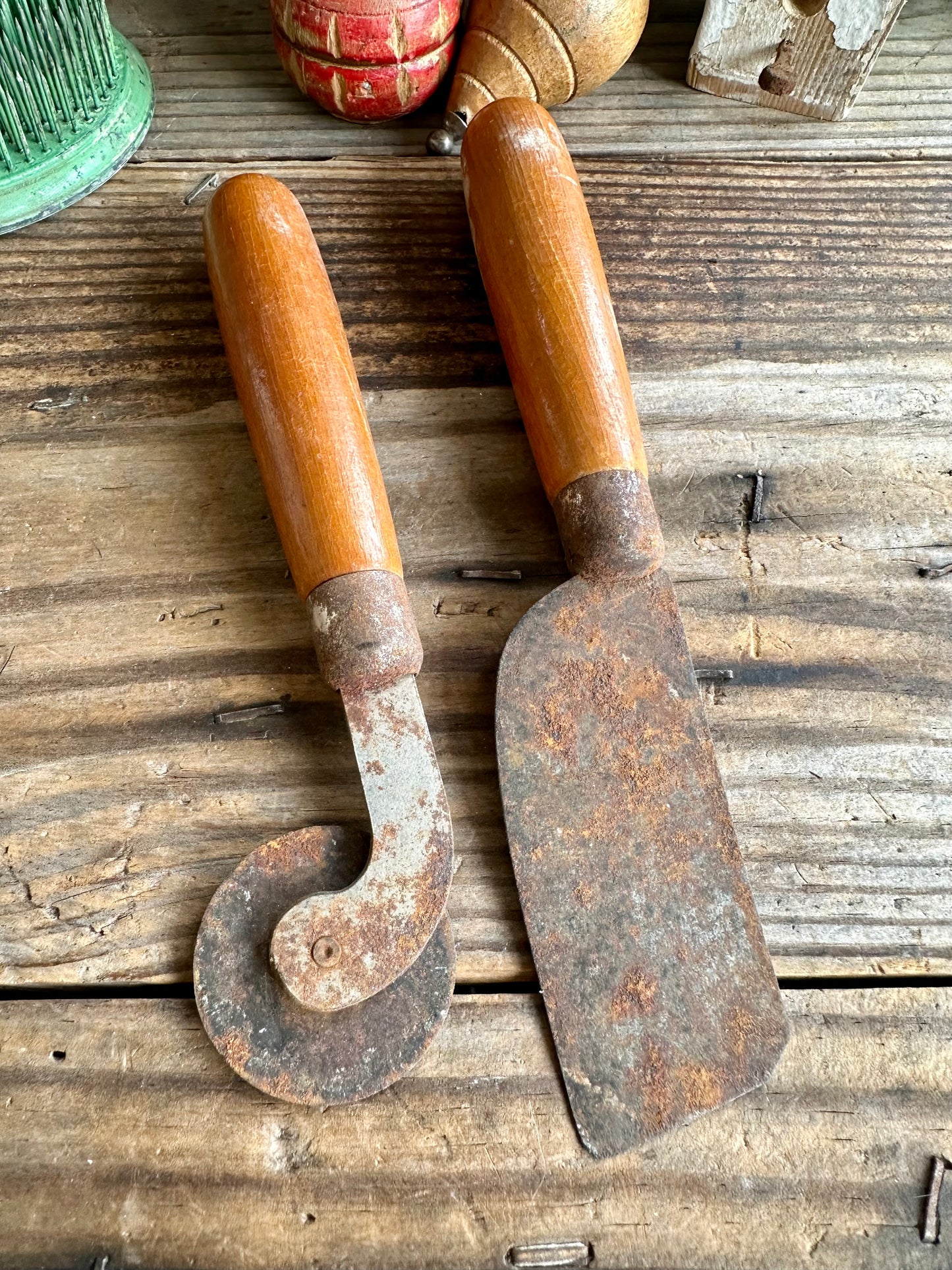 Tools Set Of Two Stained Wood Handle