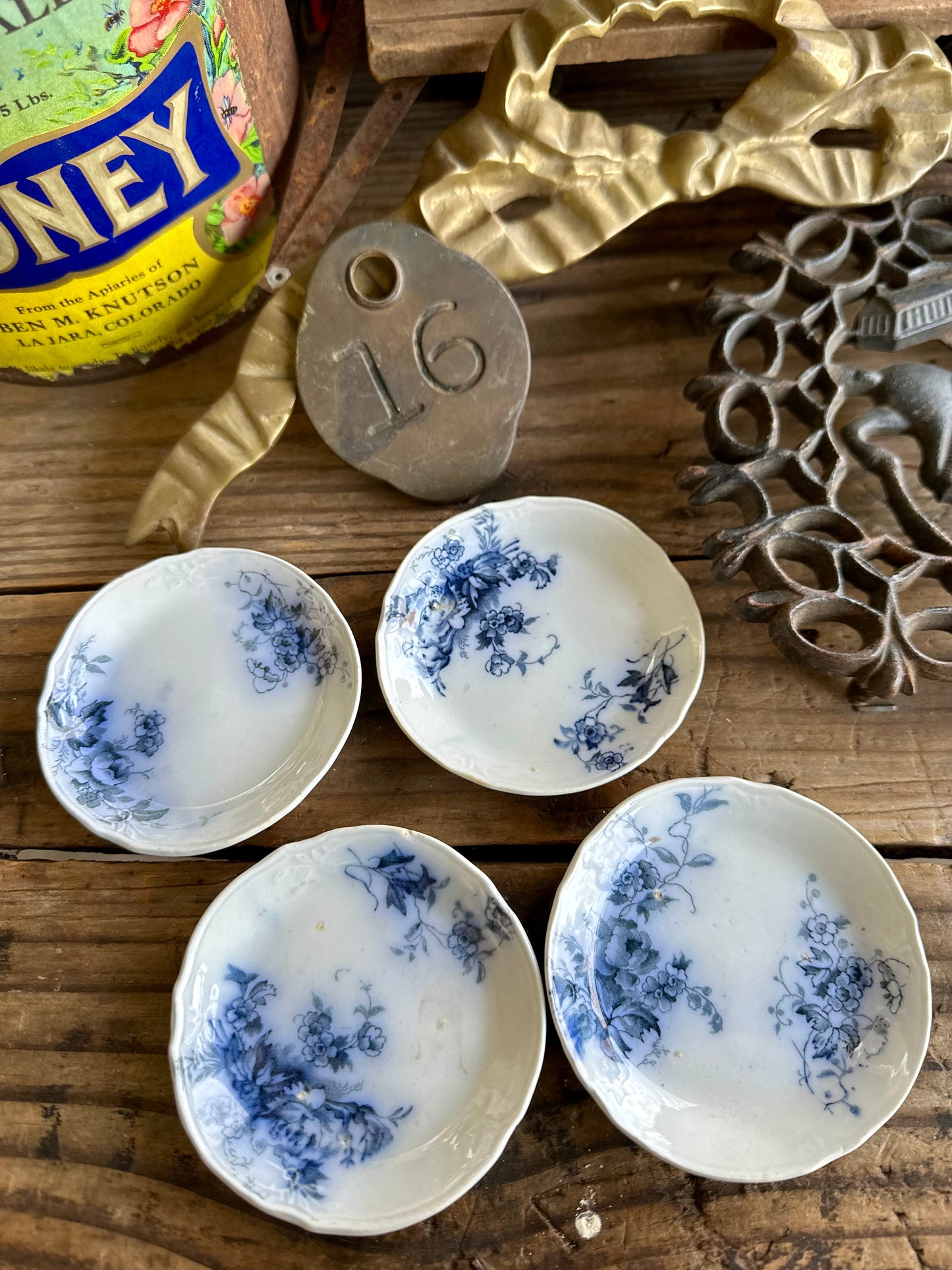 Alfred Meakin Blue Floral Transferware Butter Pats Set Of 4 Melrose England